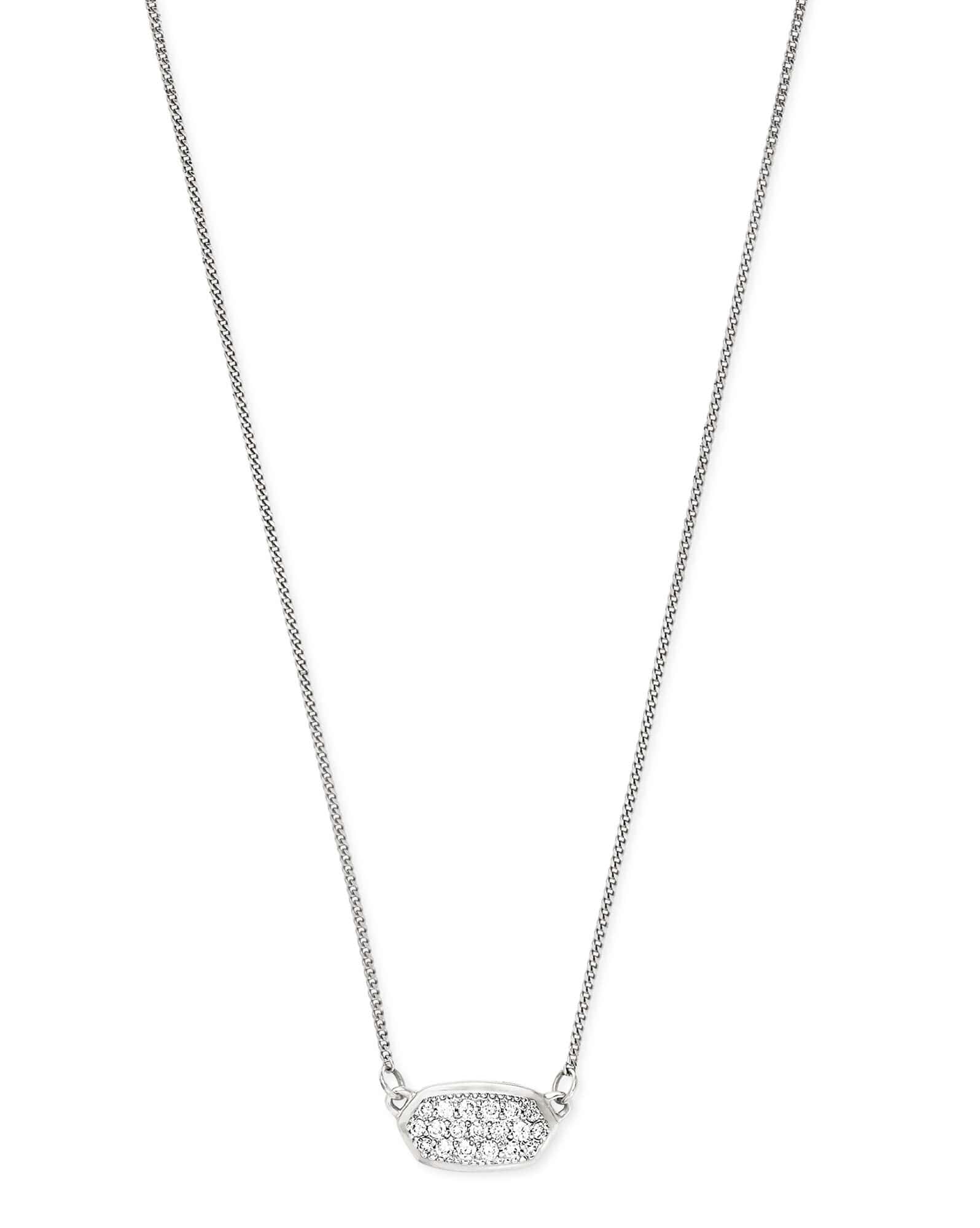 0.14 ct Lisa Pendant Necklace in Pave Diamond and 14k White Gold