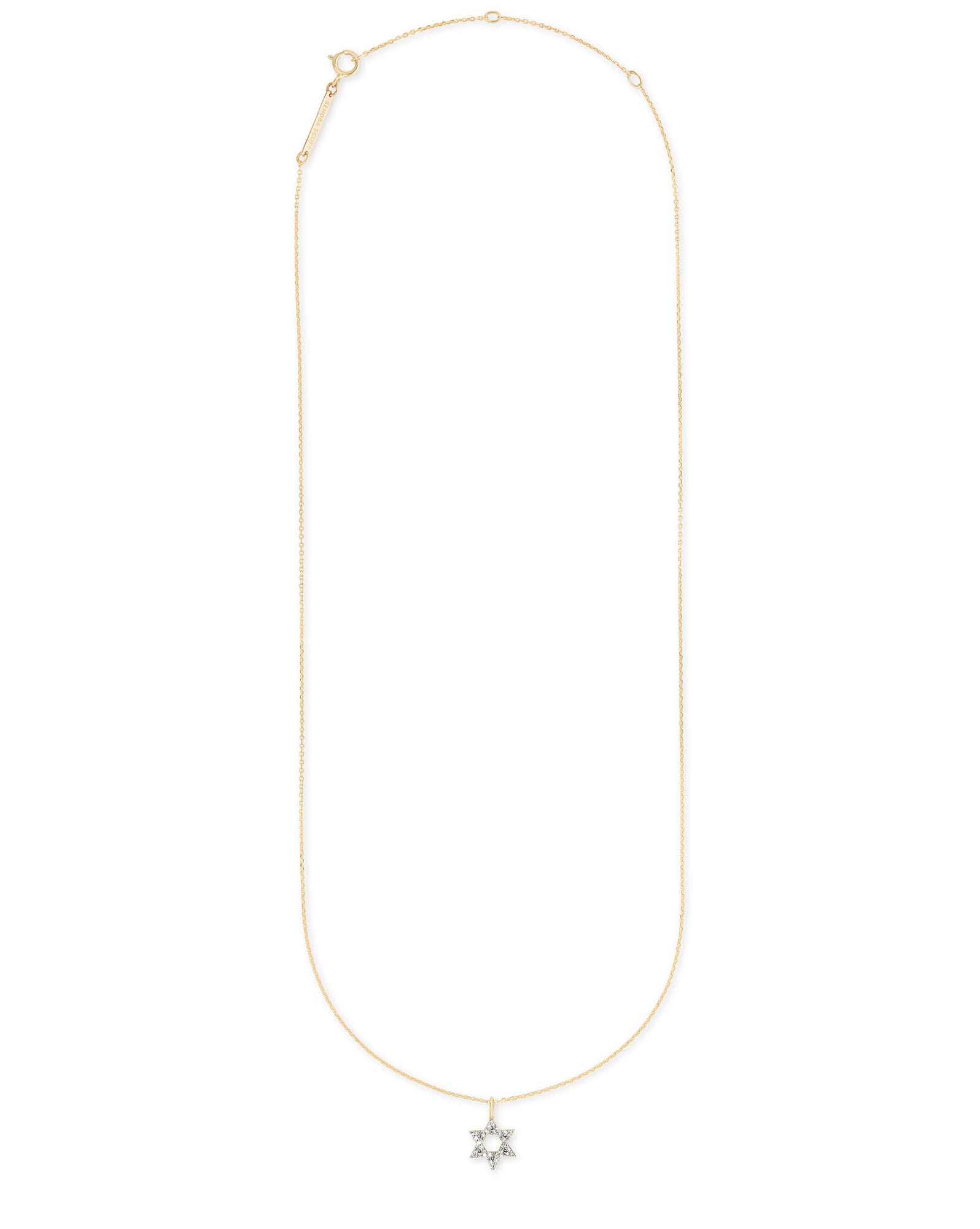 Star of David 14k Yellow Gold Pendant Necklace in White Diamonds