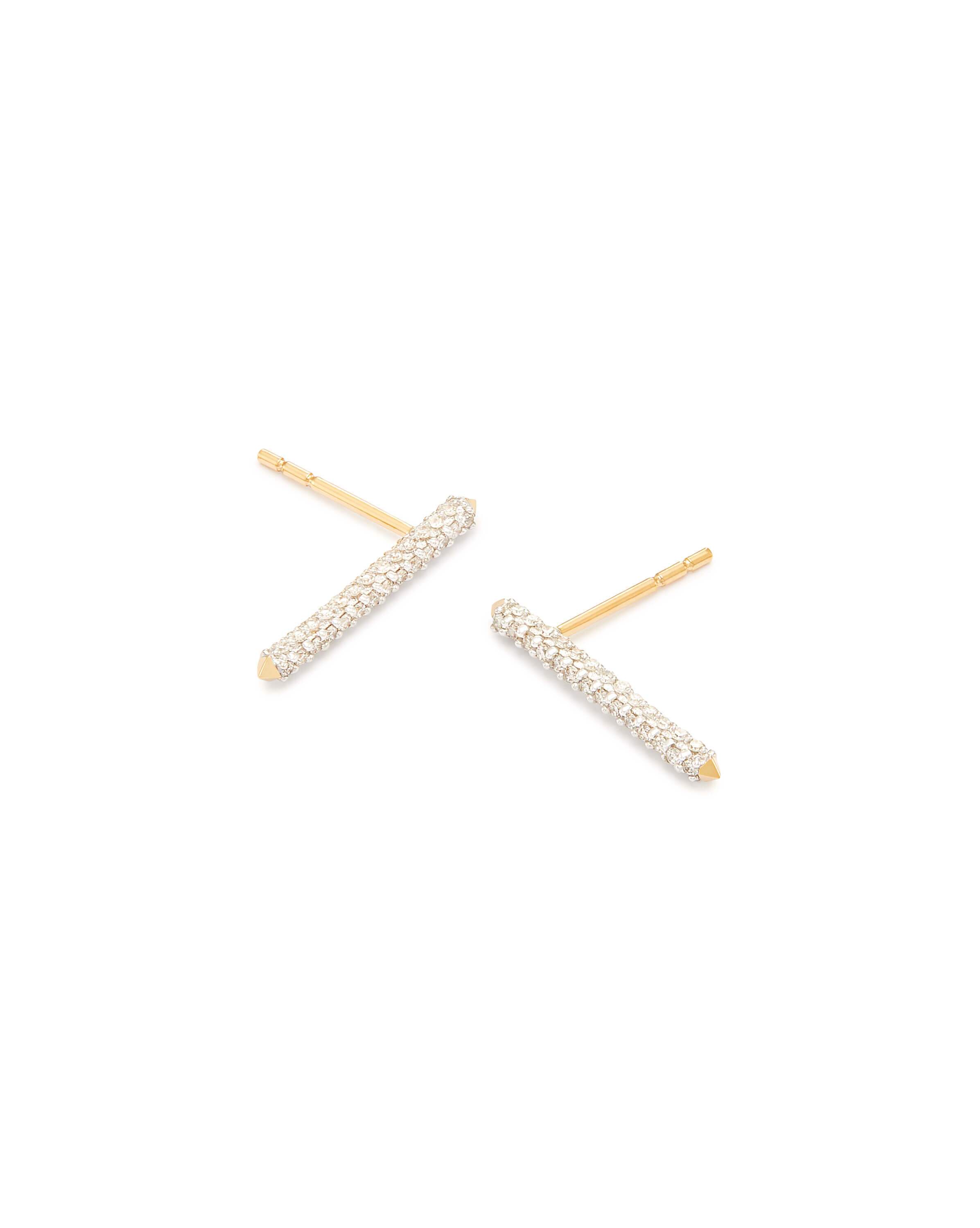 Raelynn Stud Earrings in 14k Gold and White Diamonds