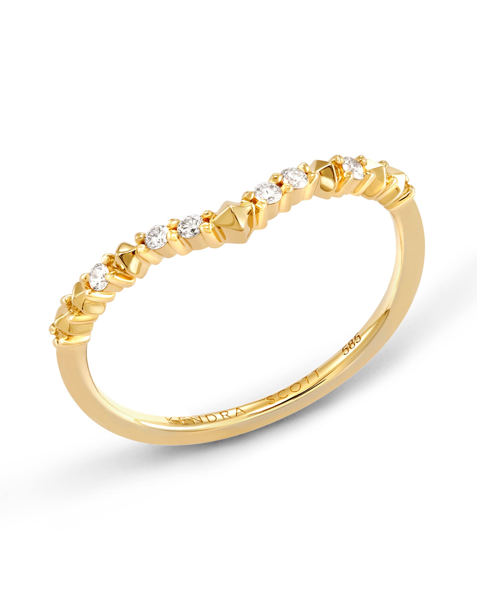 Jaclyn 14k Yellow Gold Band Ring in White Diamond