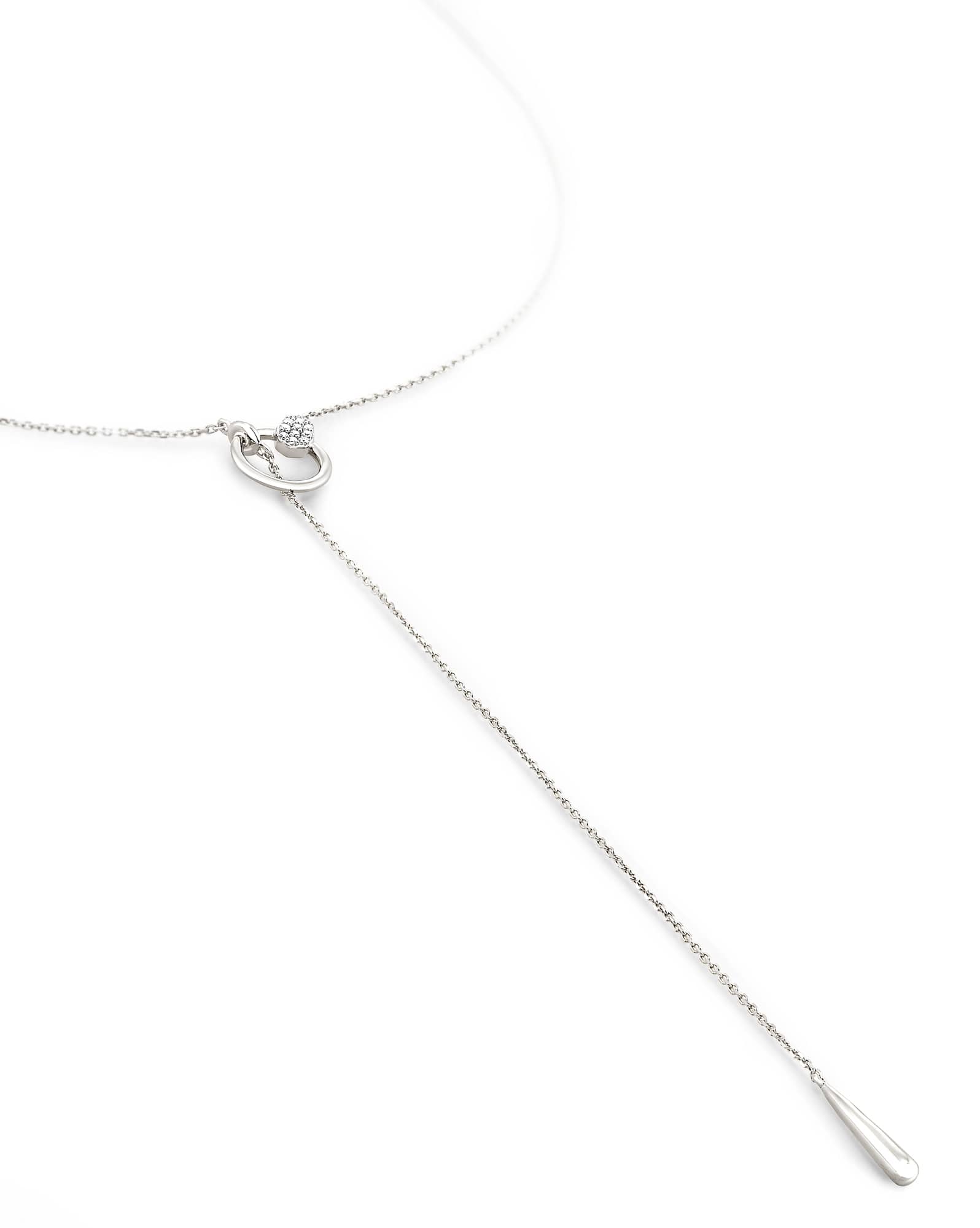 Tegan 14k White Gold Y Necklace in White Diamond