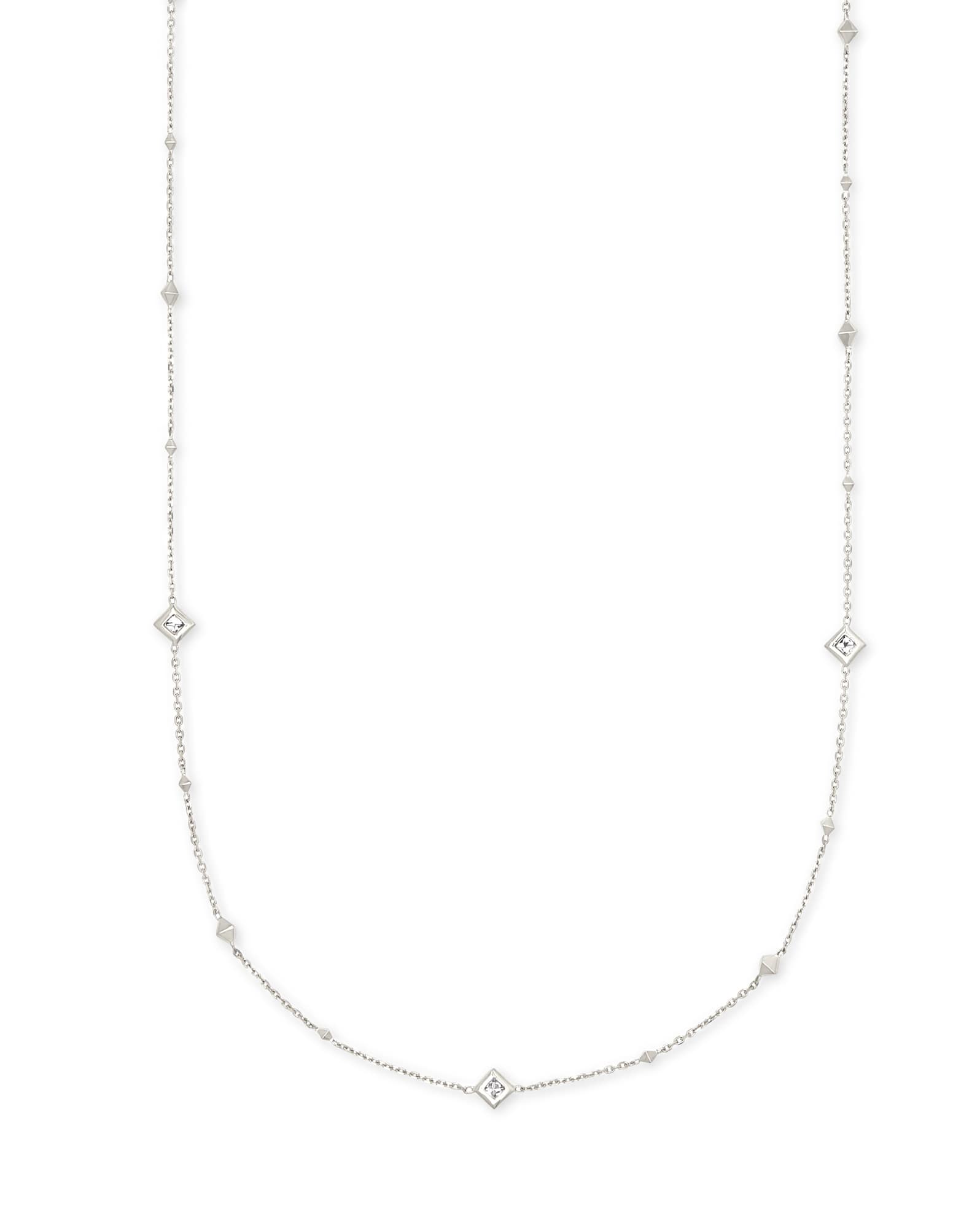 Michelle 14k White Gold Strand Necklace in White Diamond
