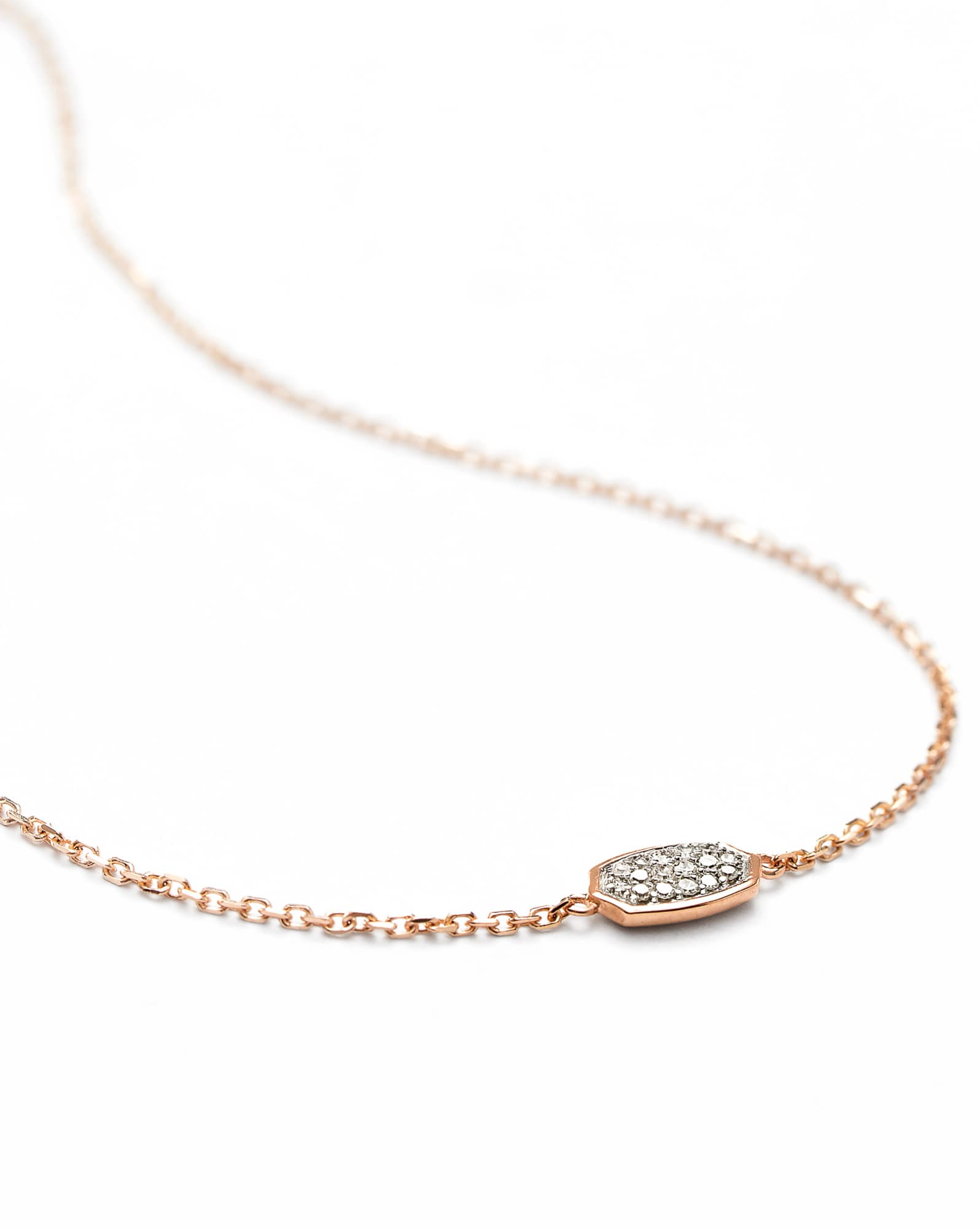 Millicent 14k Rose Gold Delicate Chain Bracelet in White Diamond