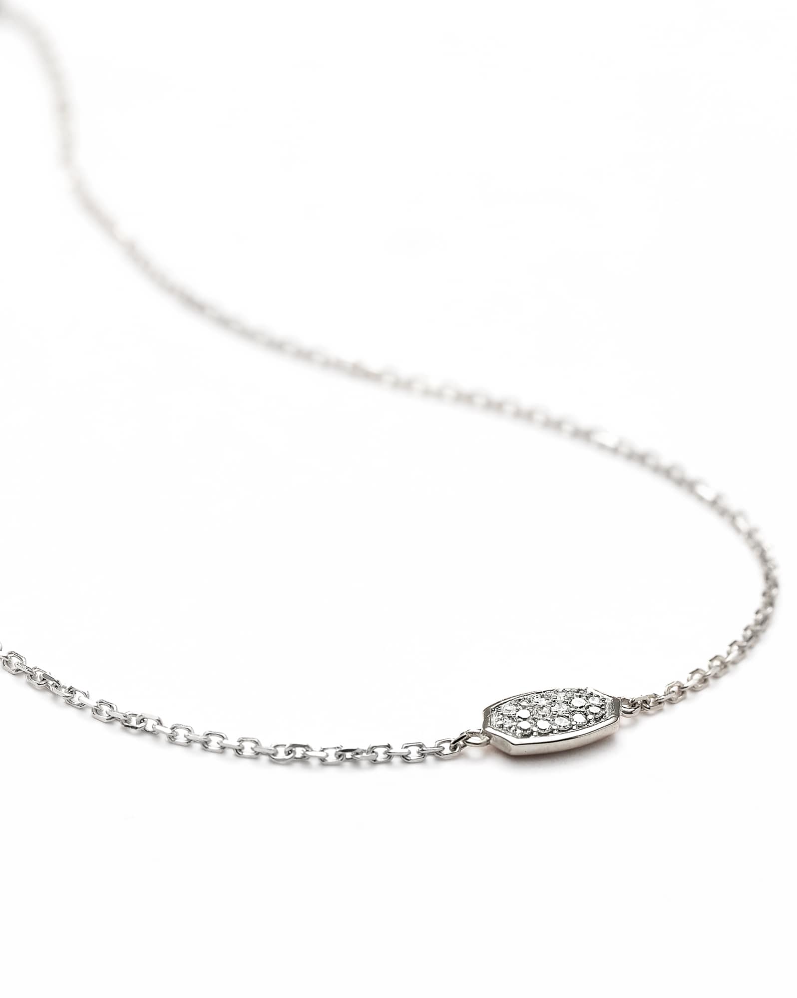 Millicent 14k White Gold Delicate Chain Bracelet in White Diamond
