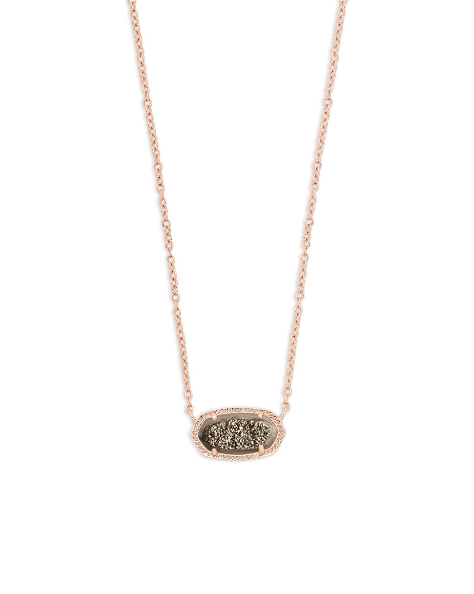 Elisa Rose Gold Pendant Necklace in Platinum Window Drusy