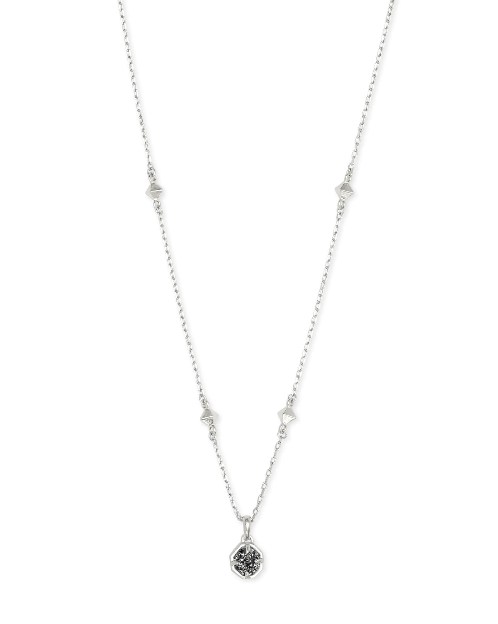 Nola Silver Pendant Necklace in Platinum Drusy