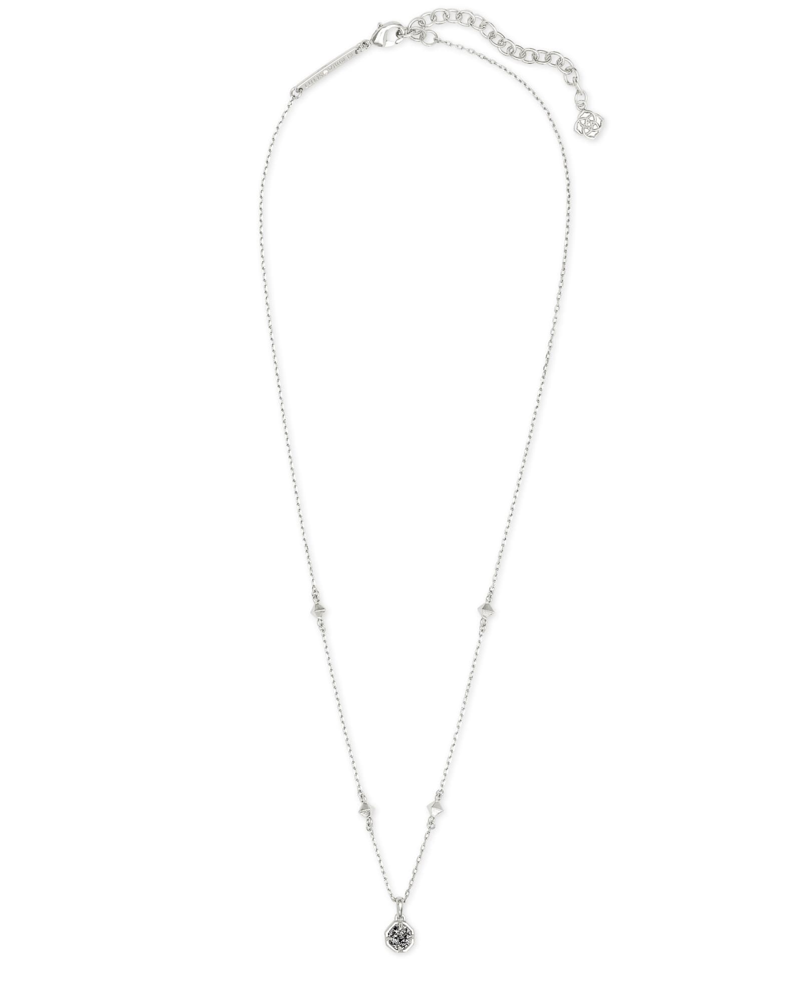 Nola Silver Pendant Necklace in Platinum Drusy