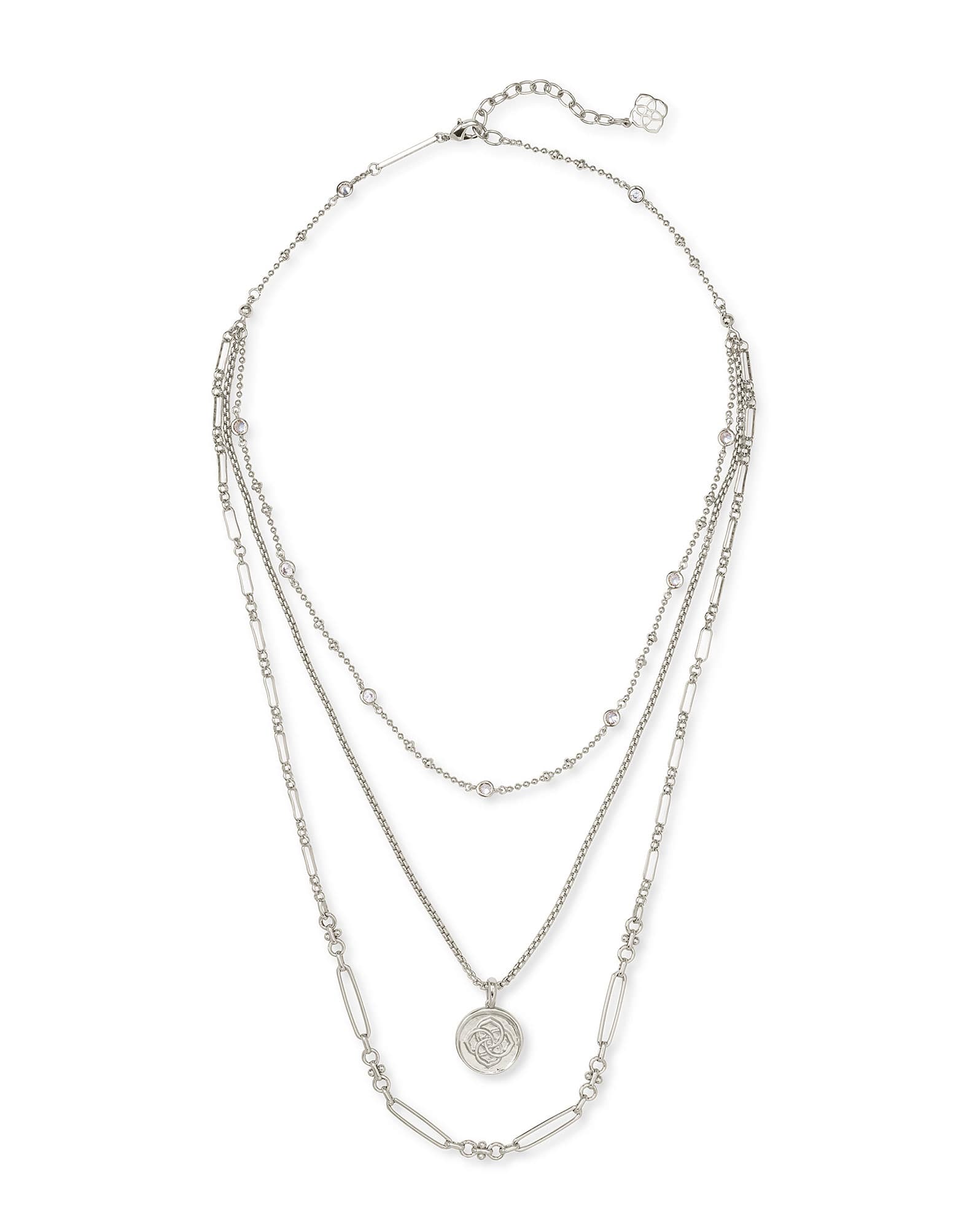 Medallion Coin Multi Strand Necklace in Silver