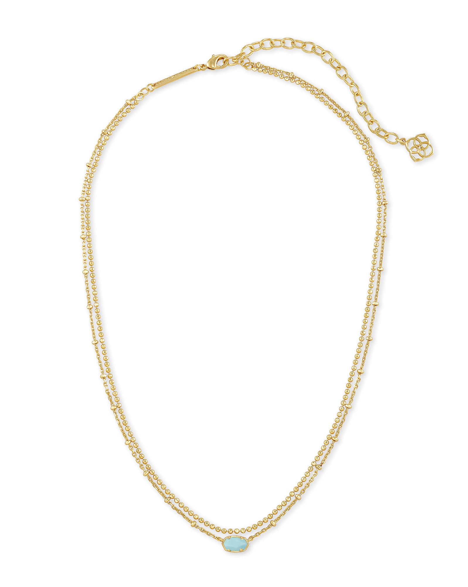 Emilie Gold Multi Strand Necklace in Light Blue Magnesite