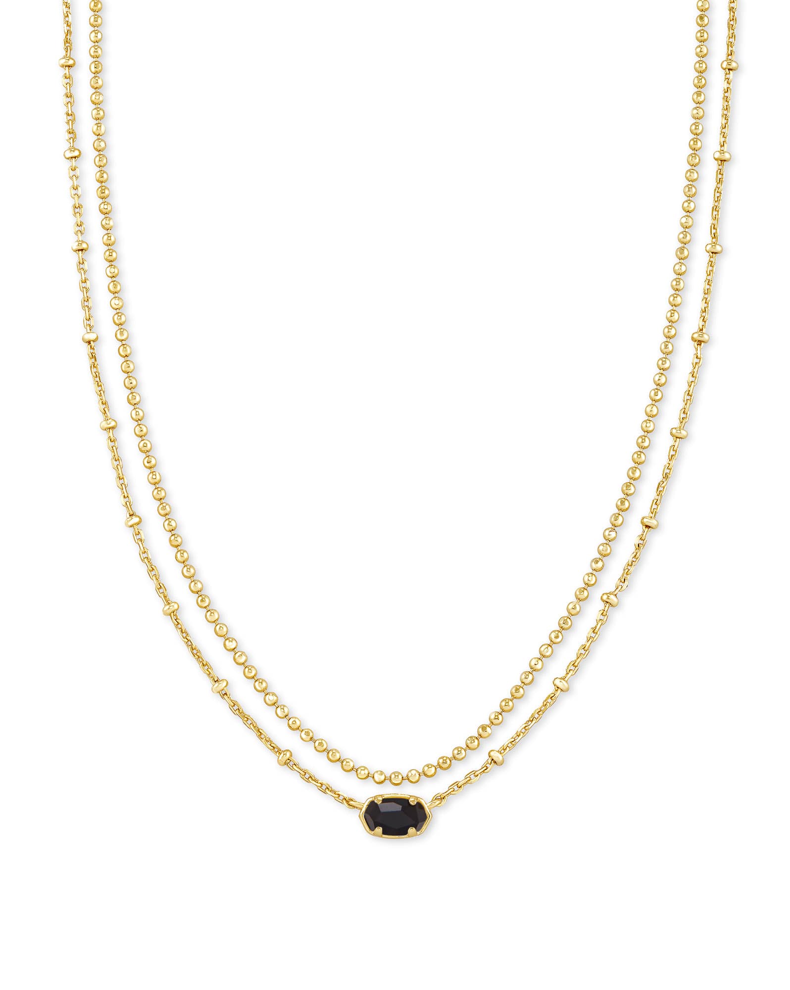 Emilie Gold Multi Strand Necklace in Black Obsidian