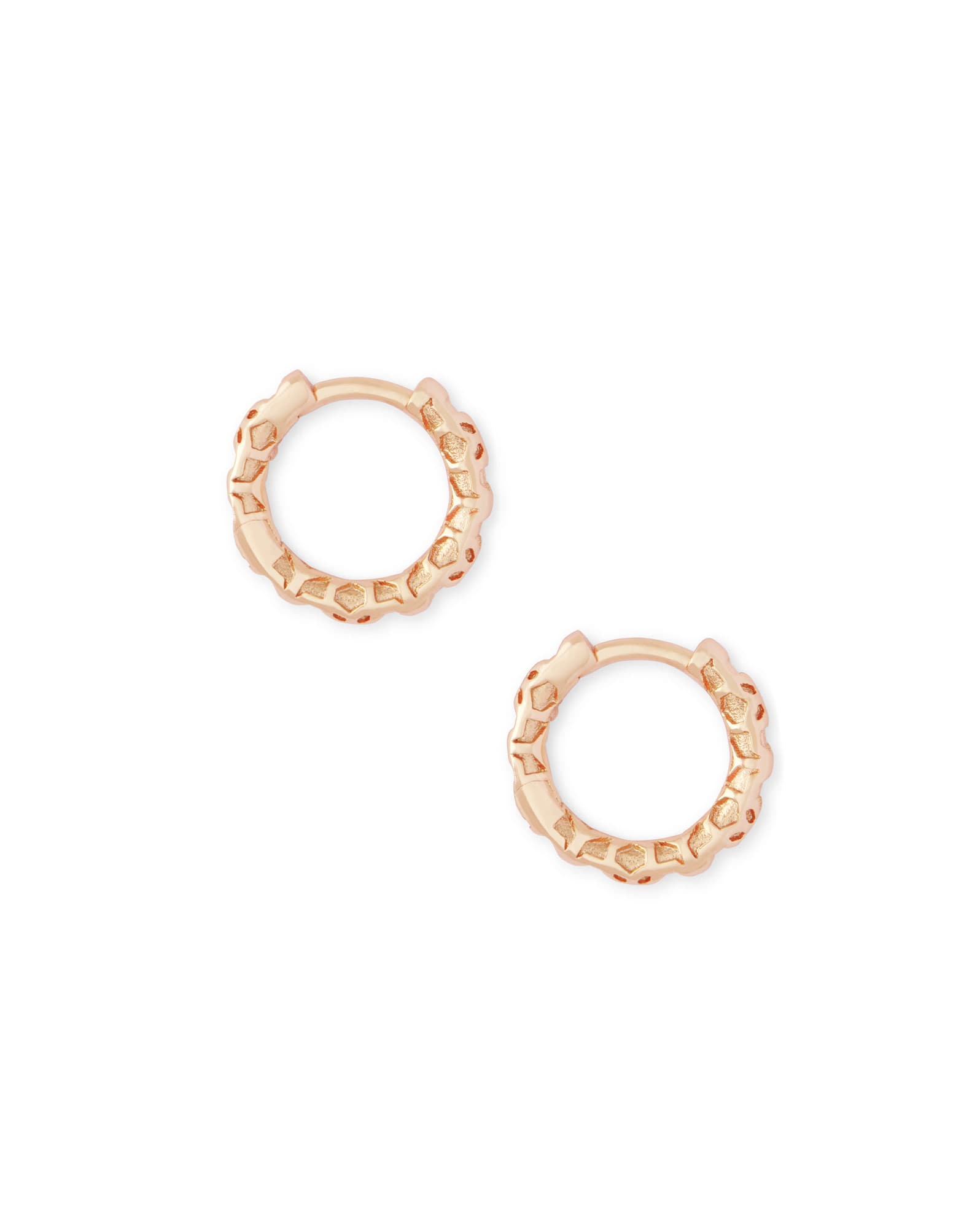 Maggie Huggie Earrings in Rose Gold Filigree