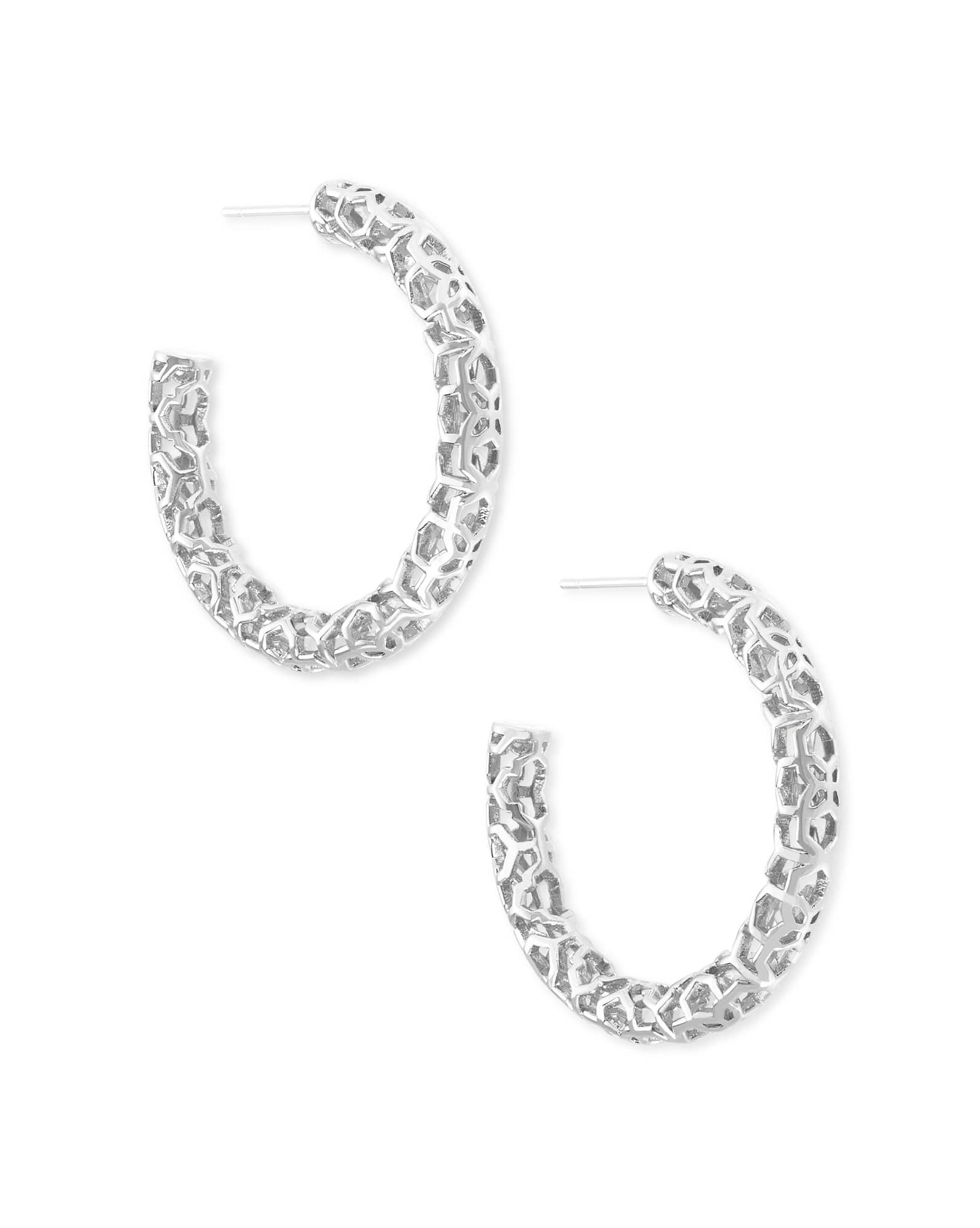 Maggie Small Hoop Earrings in Silver Filigree
