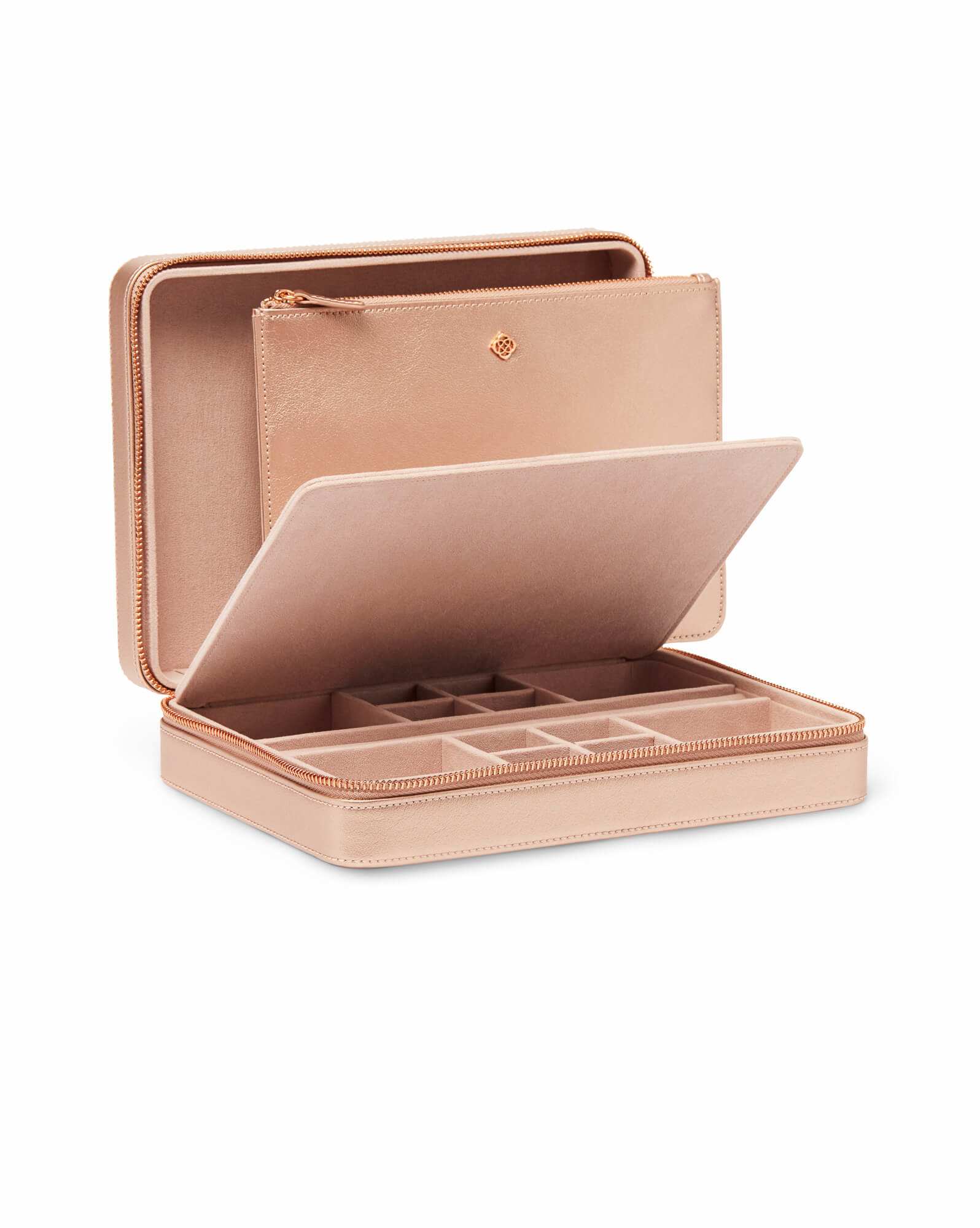 Large Travel Jewelry Case in Rose Gold