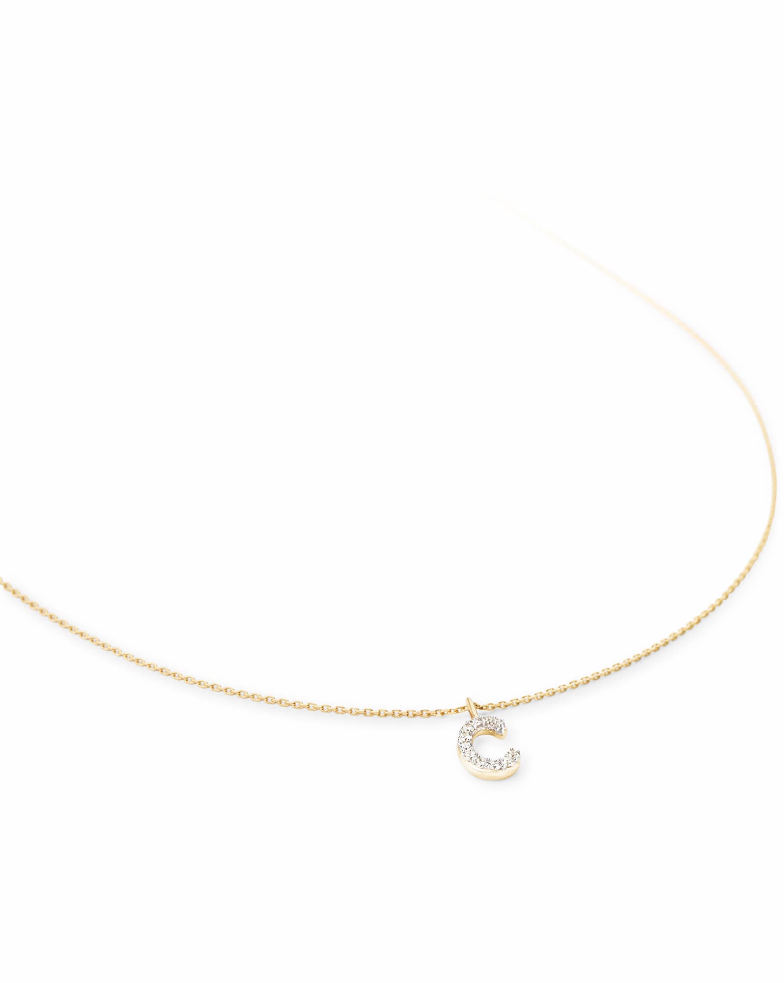 Diamond Letter C Pendant Necklace in 14k Yellow Gold