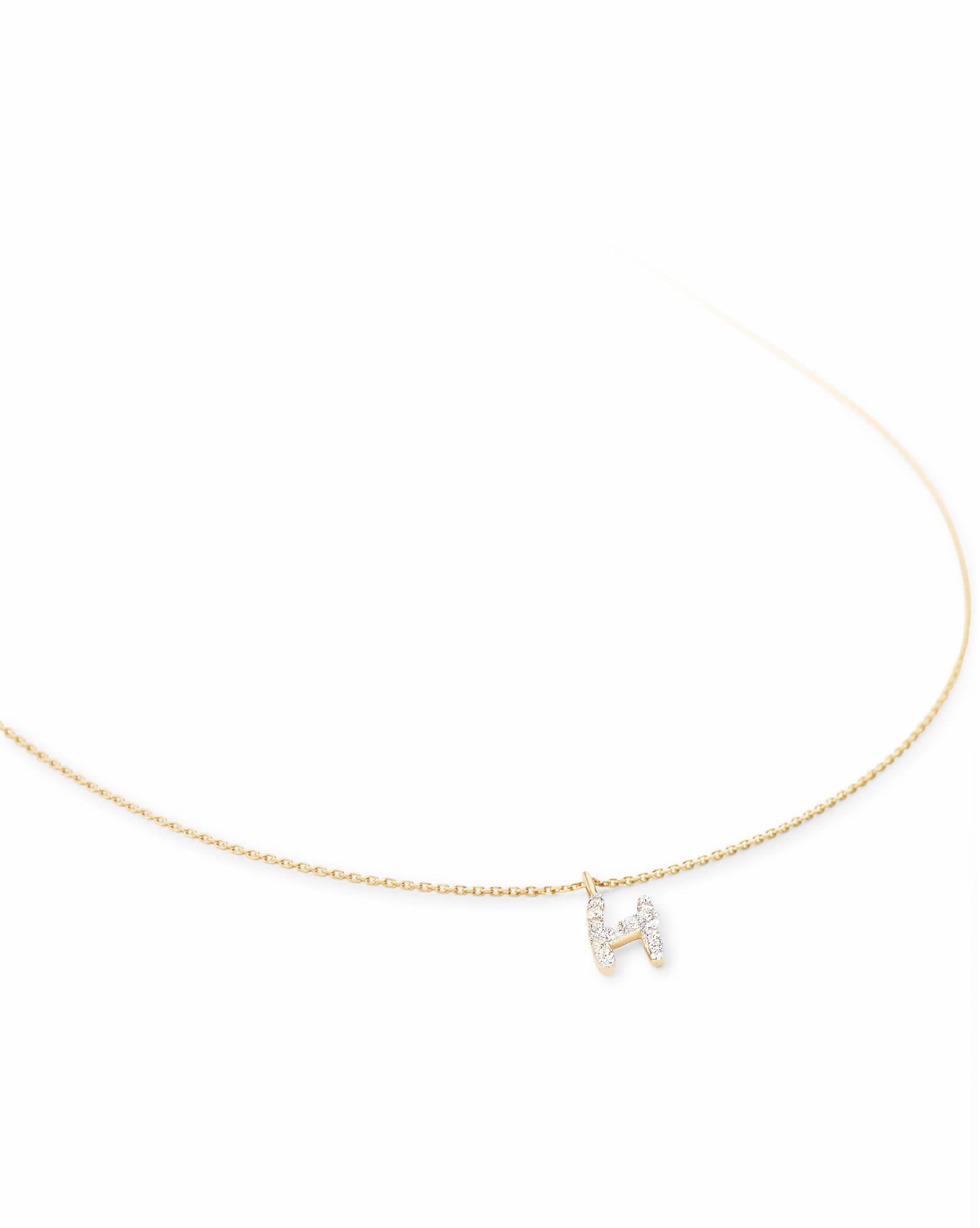 Diamond Letter H Pendant Necklace in 14k Yellow Gold