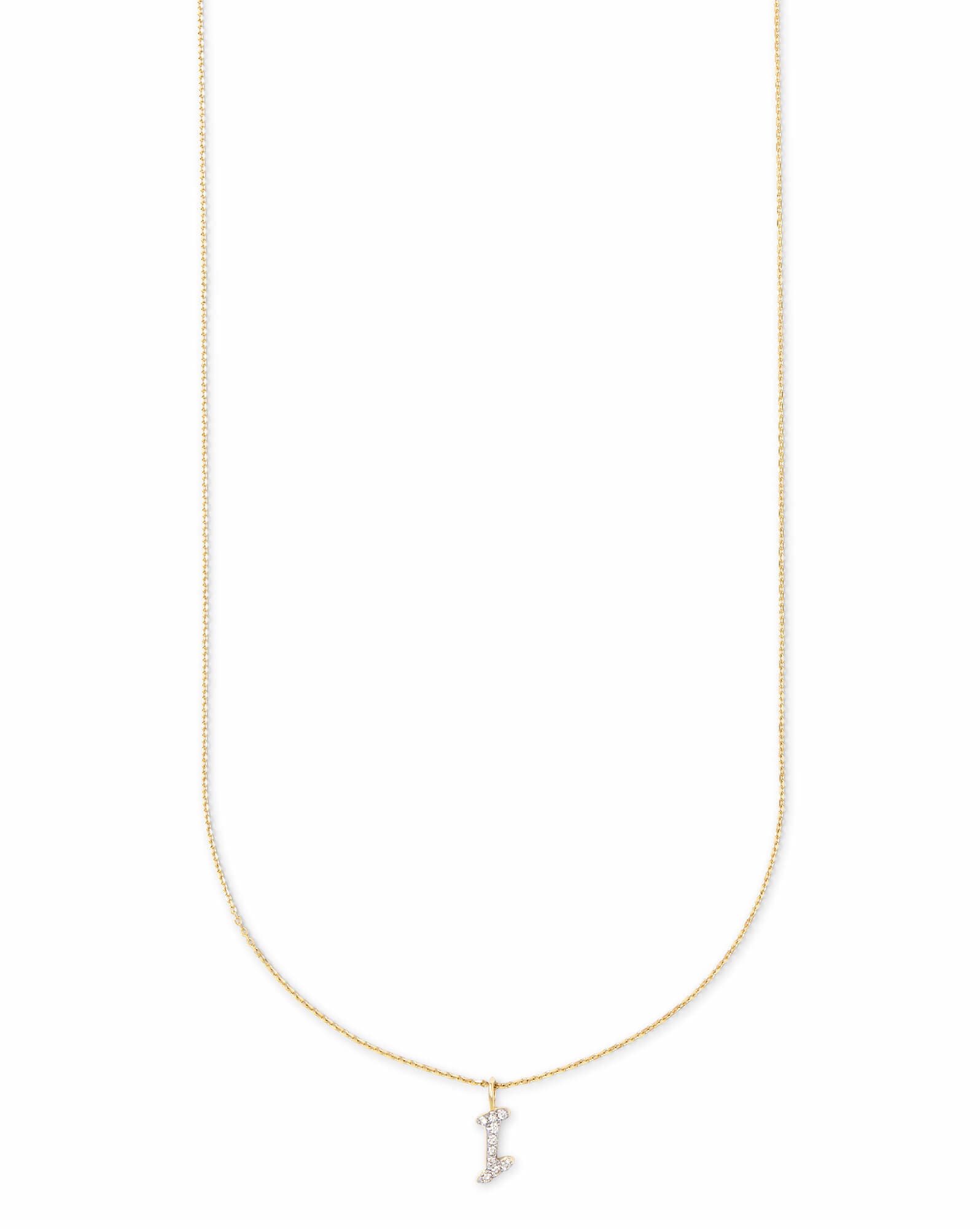 Diamond Letter I Pendant Necklace in 14k Yellow Gold