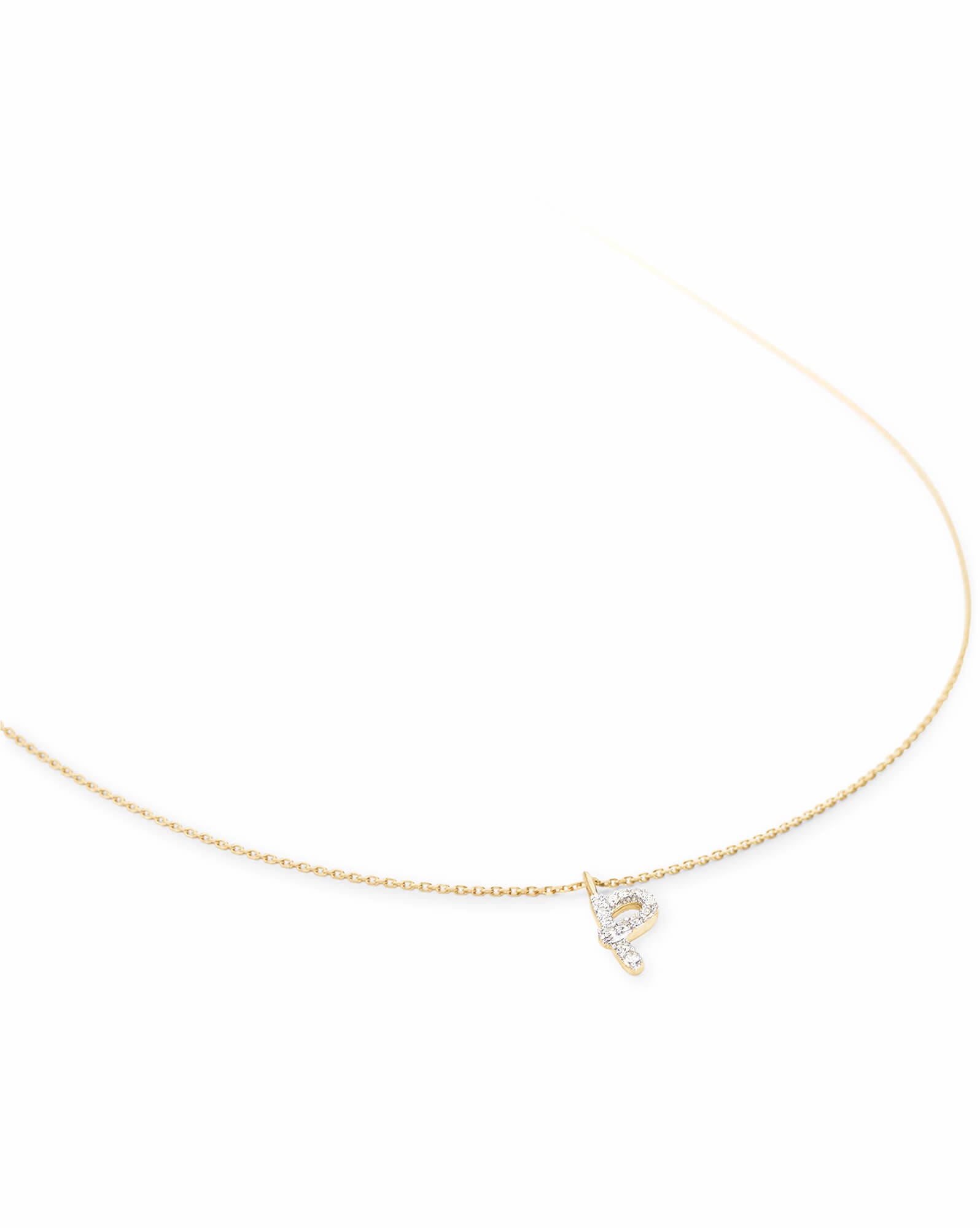 Diamond Letter P Pendant Necklace in 14k Yellow Gold