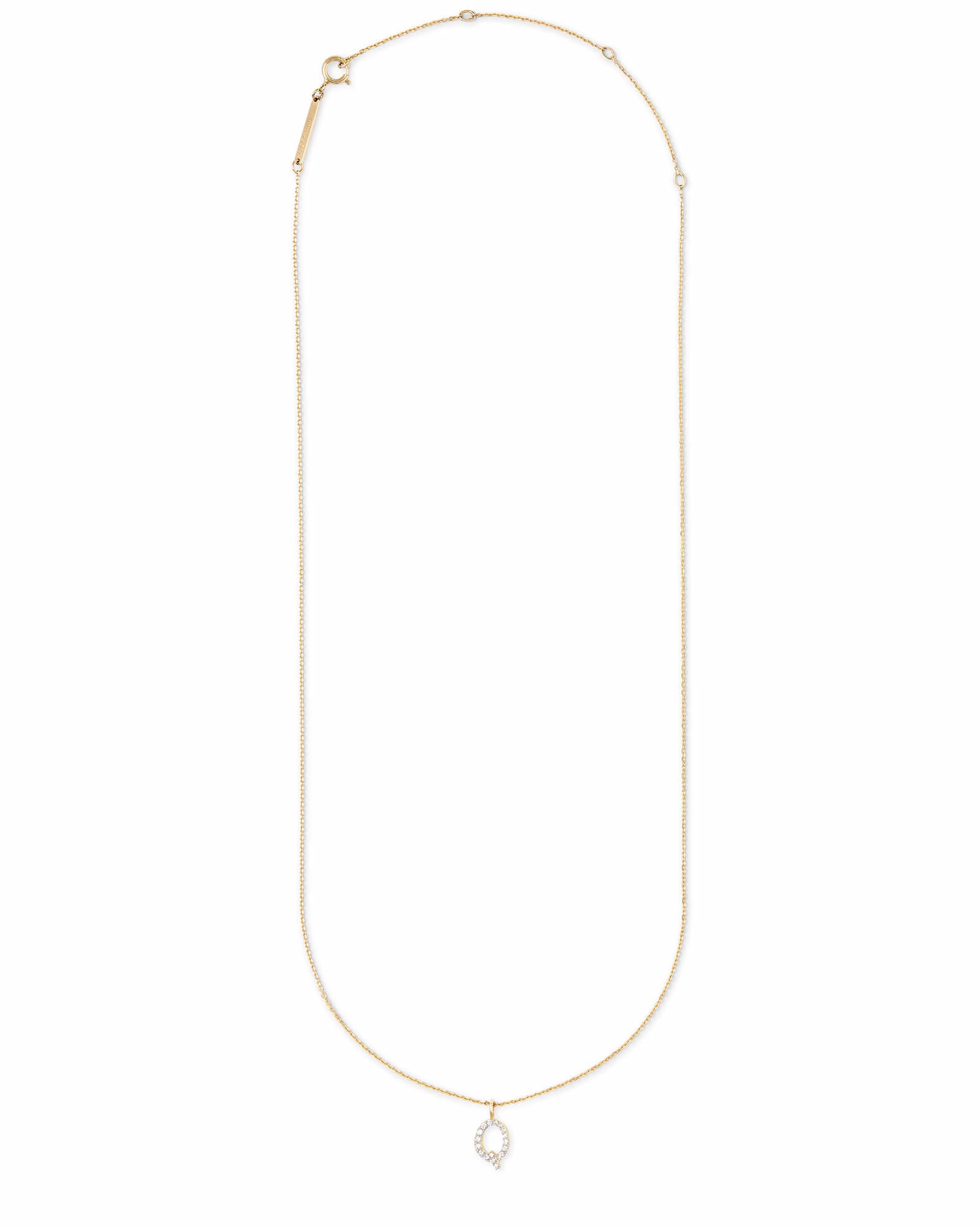 Diamond Letter Q Pendant Necklace in 14k Yellow Gold