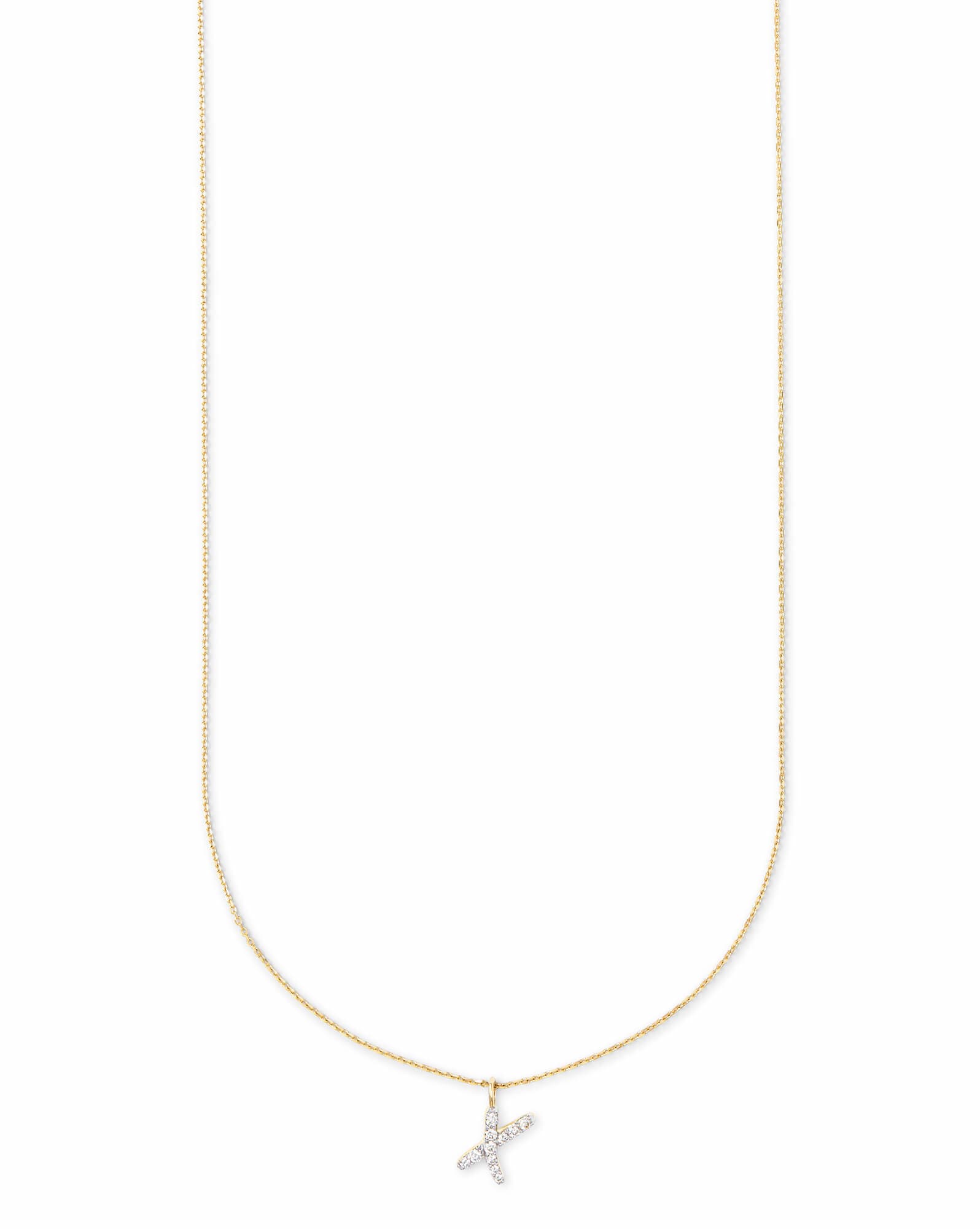 Diamond Letter X Pendant Necklace in 14k Yellow Gold