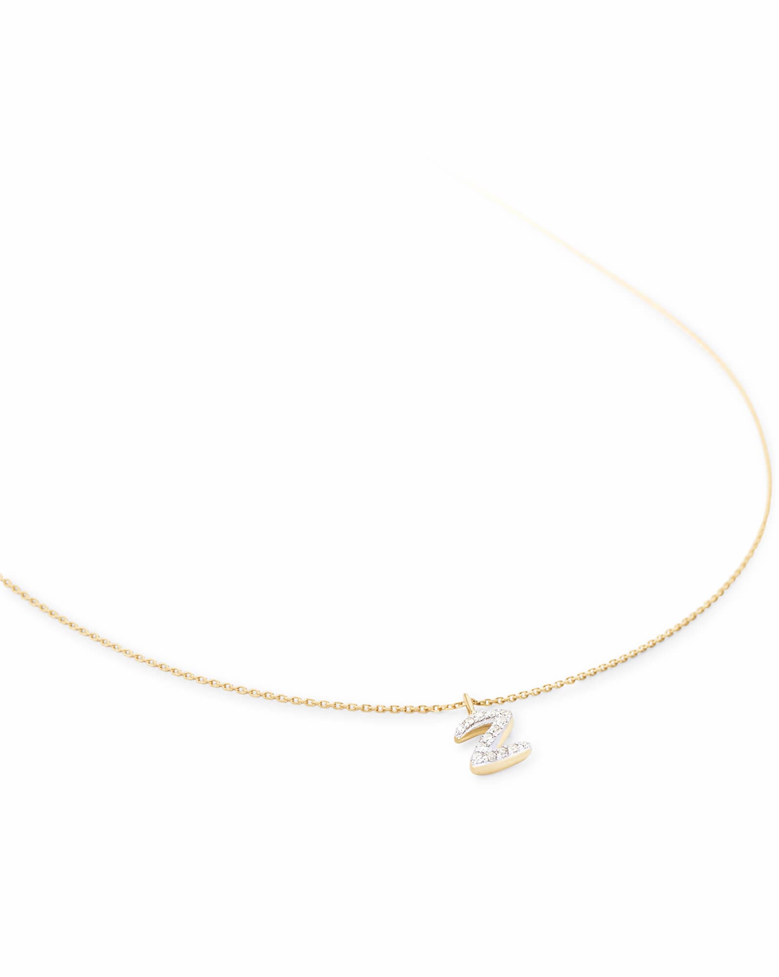 Diamond Letter Z Pendant Necklace in 14k Yellow Gold