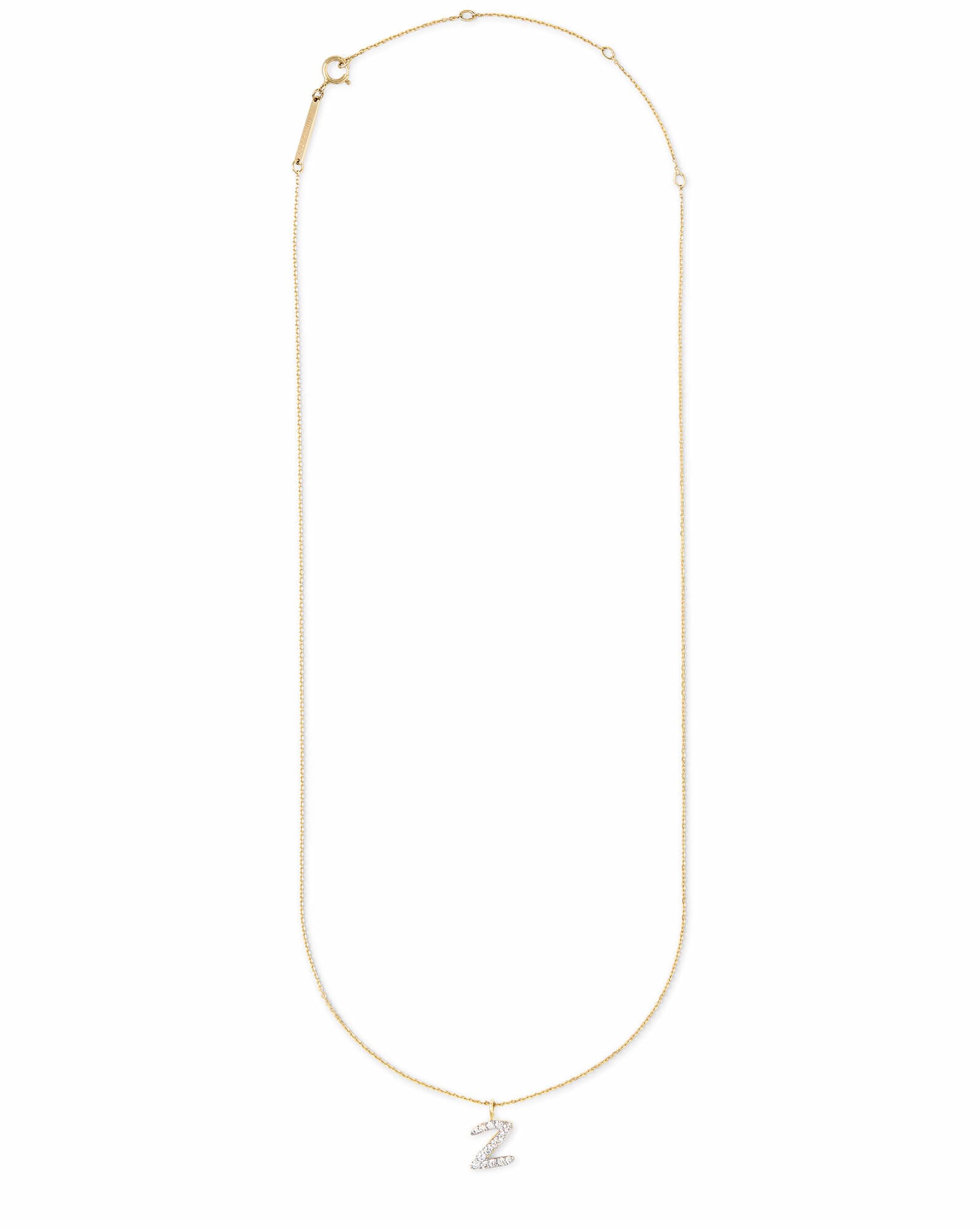 Diamond Letter Z Pendant Necklace in 14k Yellow Gold
