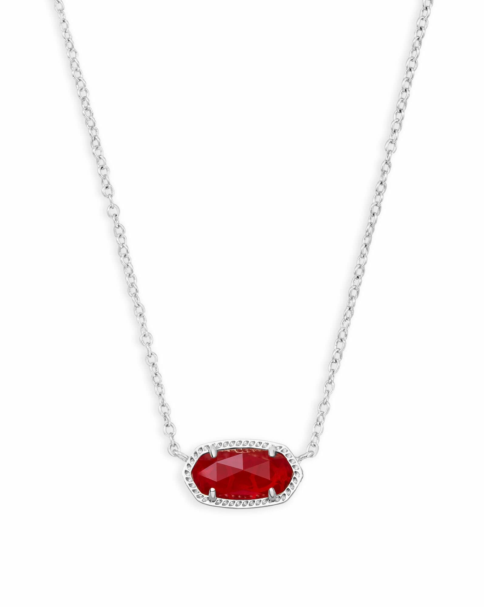 Elisa Silver Pendant Necklace in Ruby Red