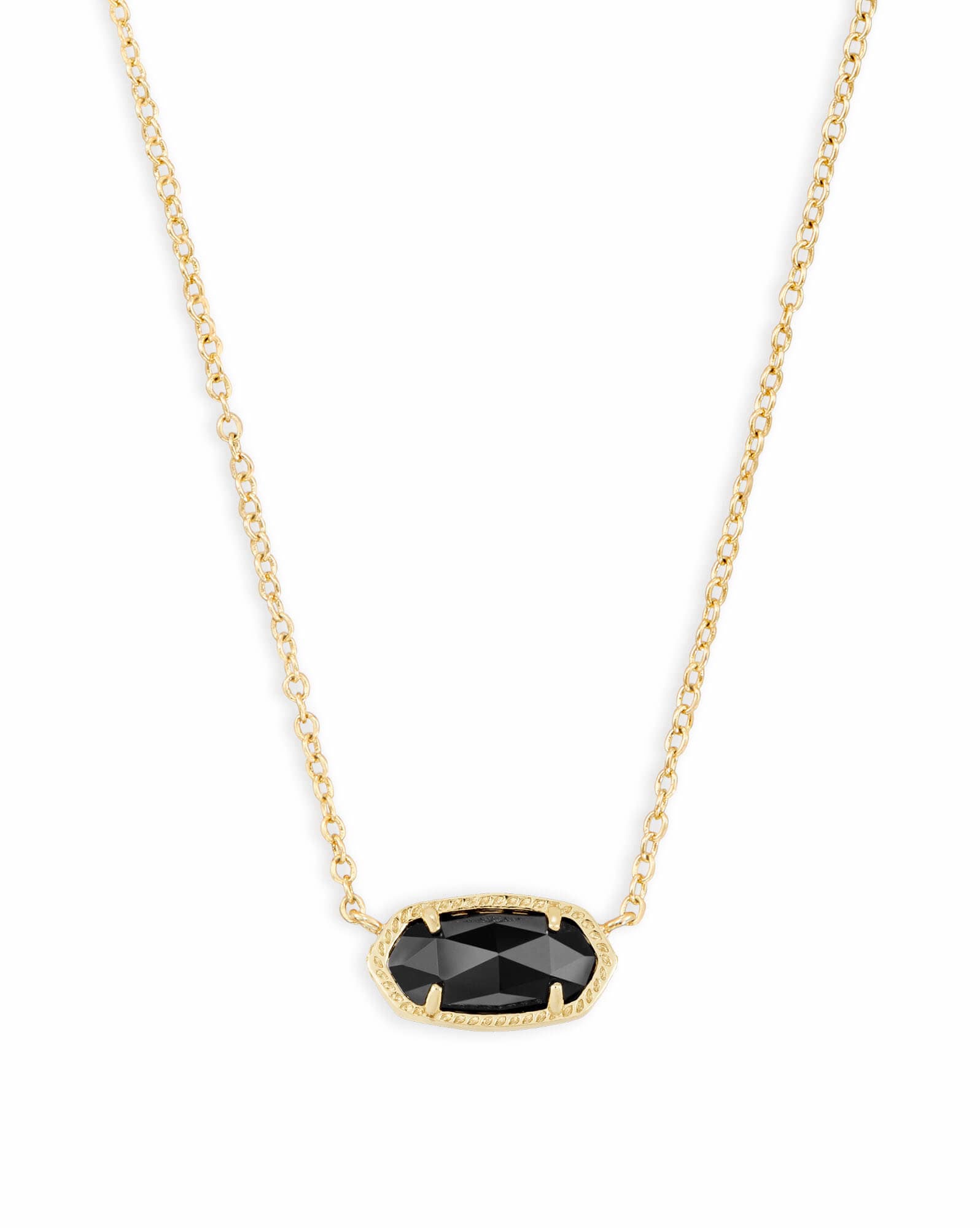 Elisa Gold Pendant Necklace in Black Opaque Glass
