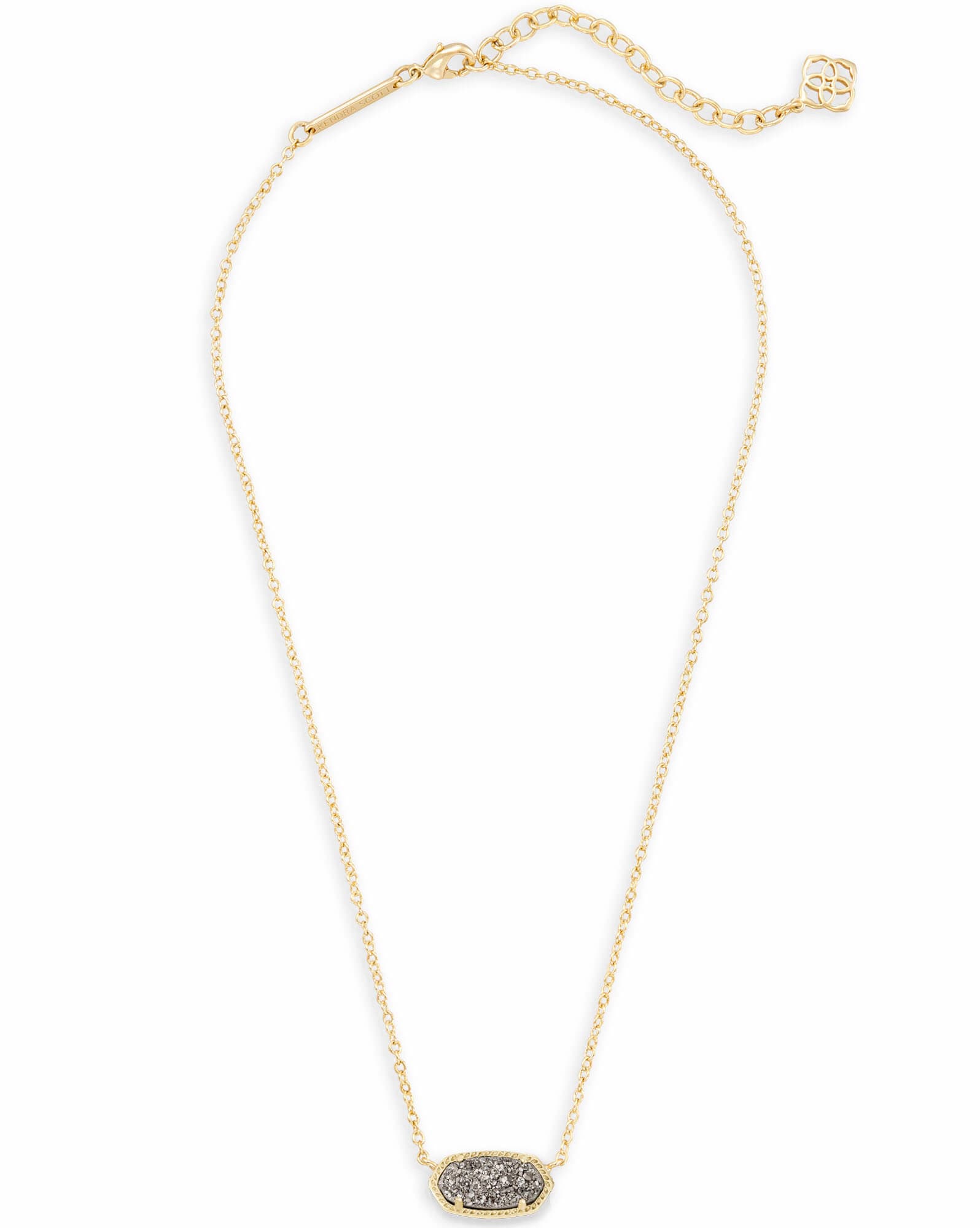 Elisa Gold Pendant Necklace in Platinum Drusy