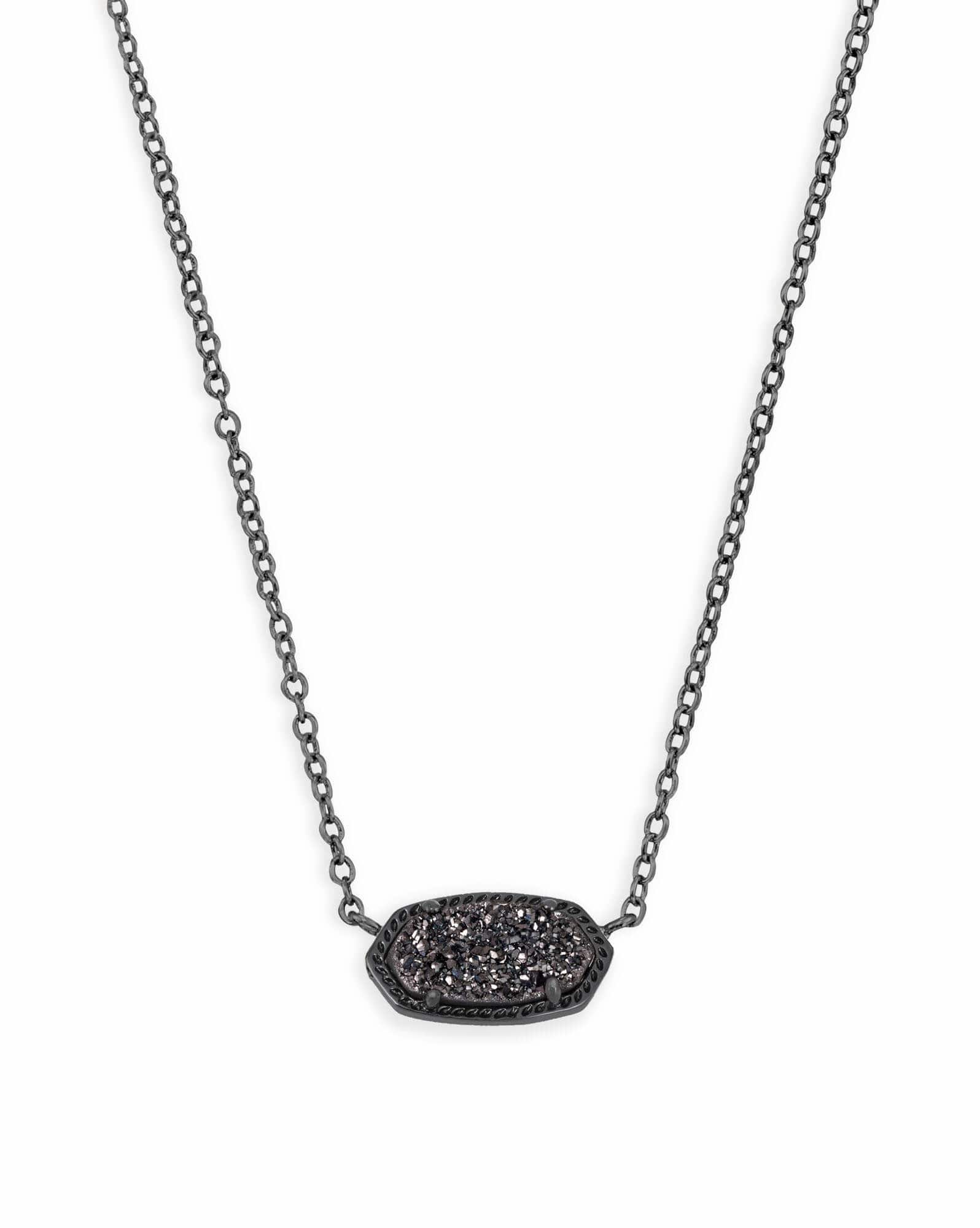 Elisa Pendant Necklace in Black Drusy