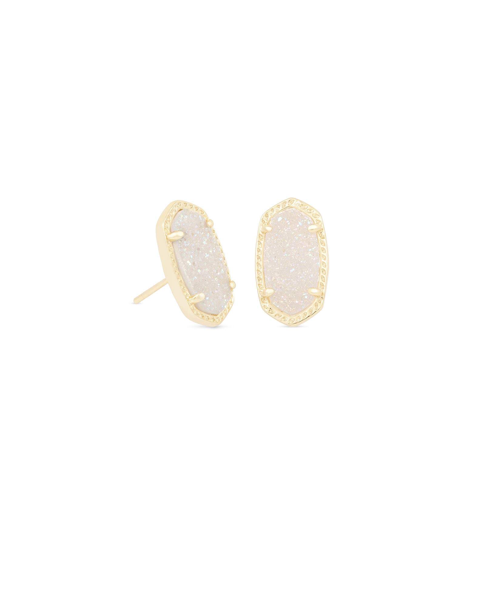 Ellie Gold Stud Earrings in Iridescent Drusy