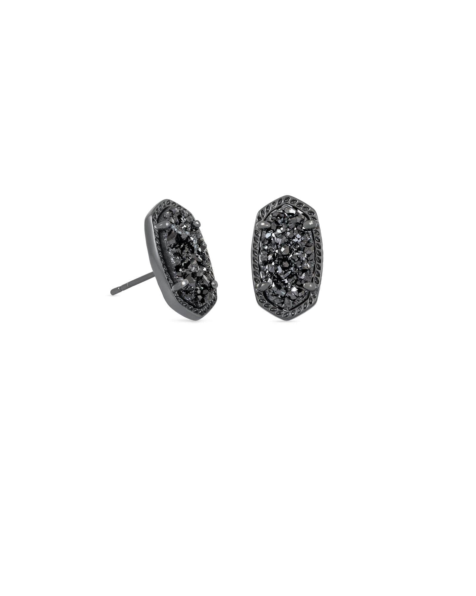 Ellie Gunmetal Stud Earrings in Black Drusy