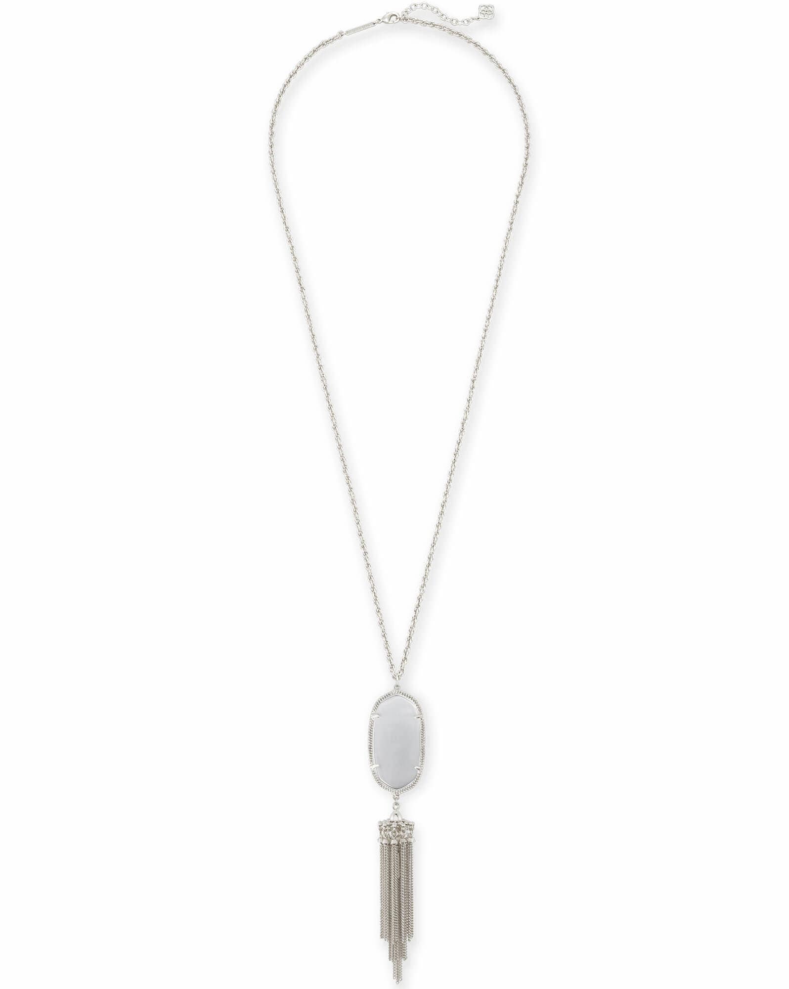 Rayne Long Pendant Necklace in Silver