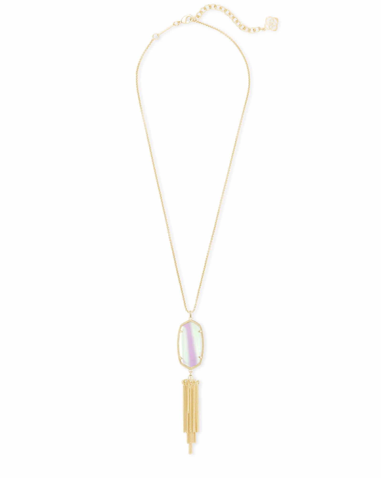 Rayne Gold Long Pendant Necklace in Dichroic Glass