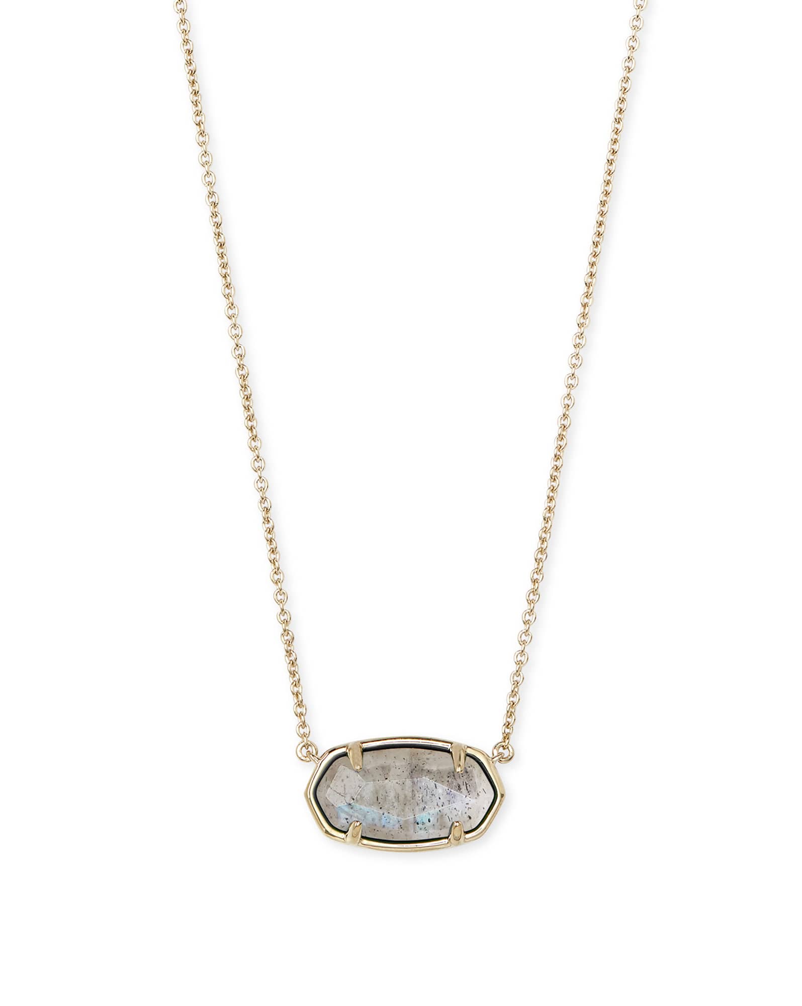 Elisa 18k Gold Vermeil Pendant Necklace in Gray Labradorite