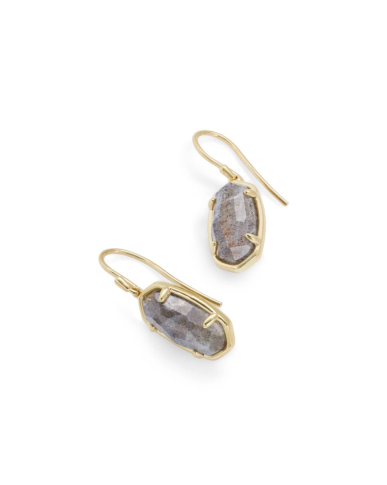 Lee 18k Gold Vermeil Drop Earrings in Gray Labradorite