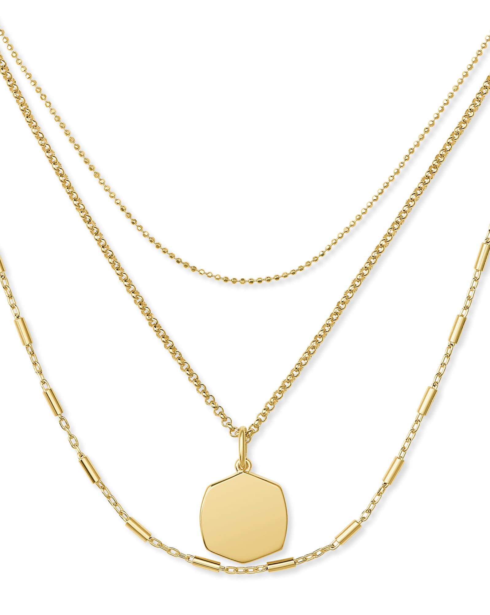 Davis Triple Strand Necklace in 18k Yellow Gold Vermeil