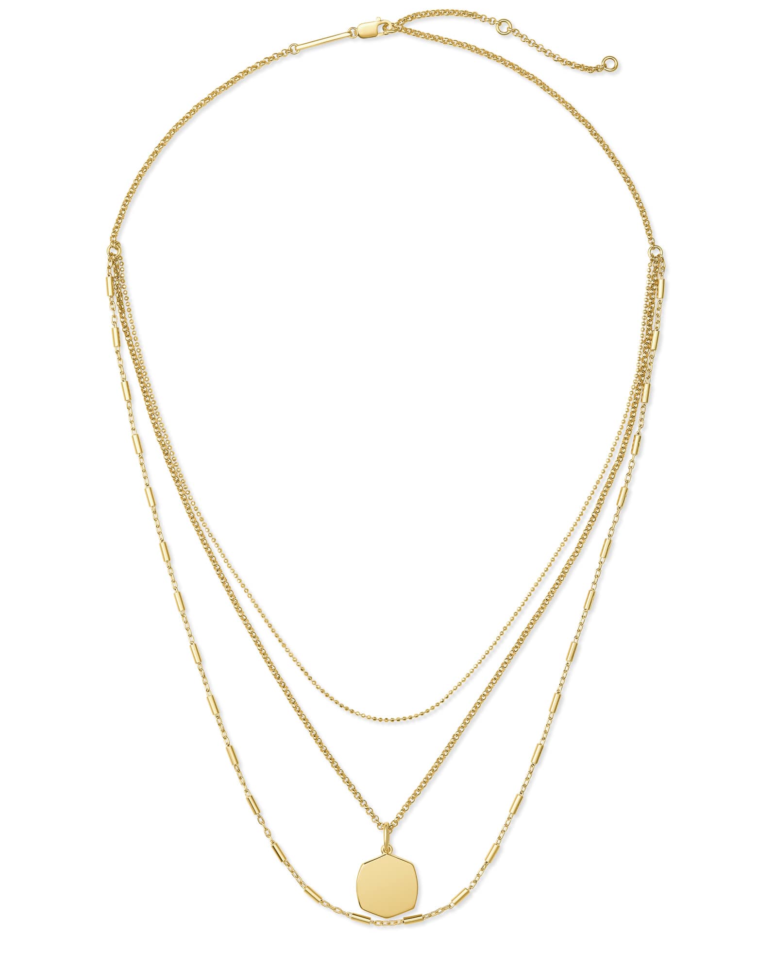 Davis Triple Strand Necklace in 18k Yellow Gold Vermeil