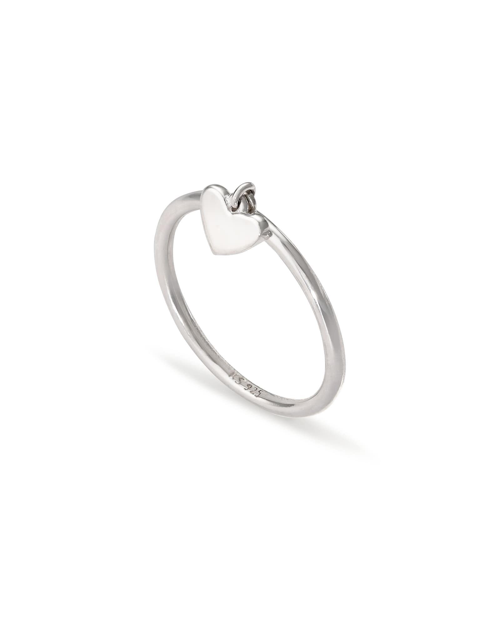 Ari Heart Charm Band Ring in Sterling Silver