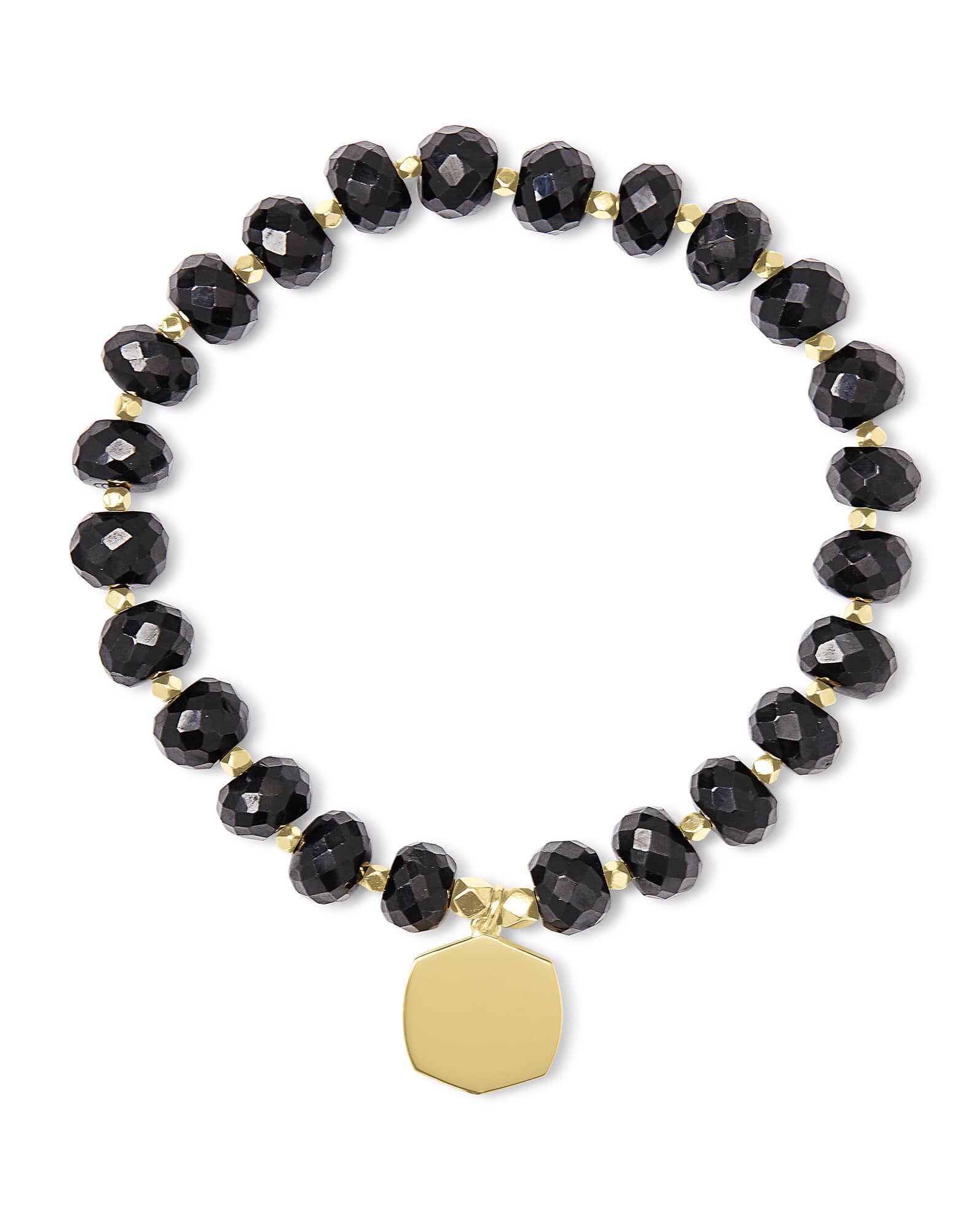 Davis 18k Gold Vermeil Beaded Bracelet in Black Spinel