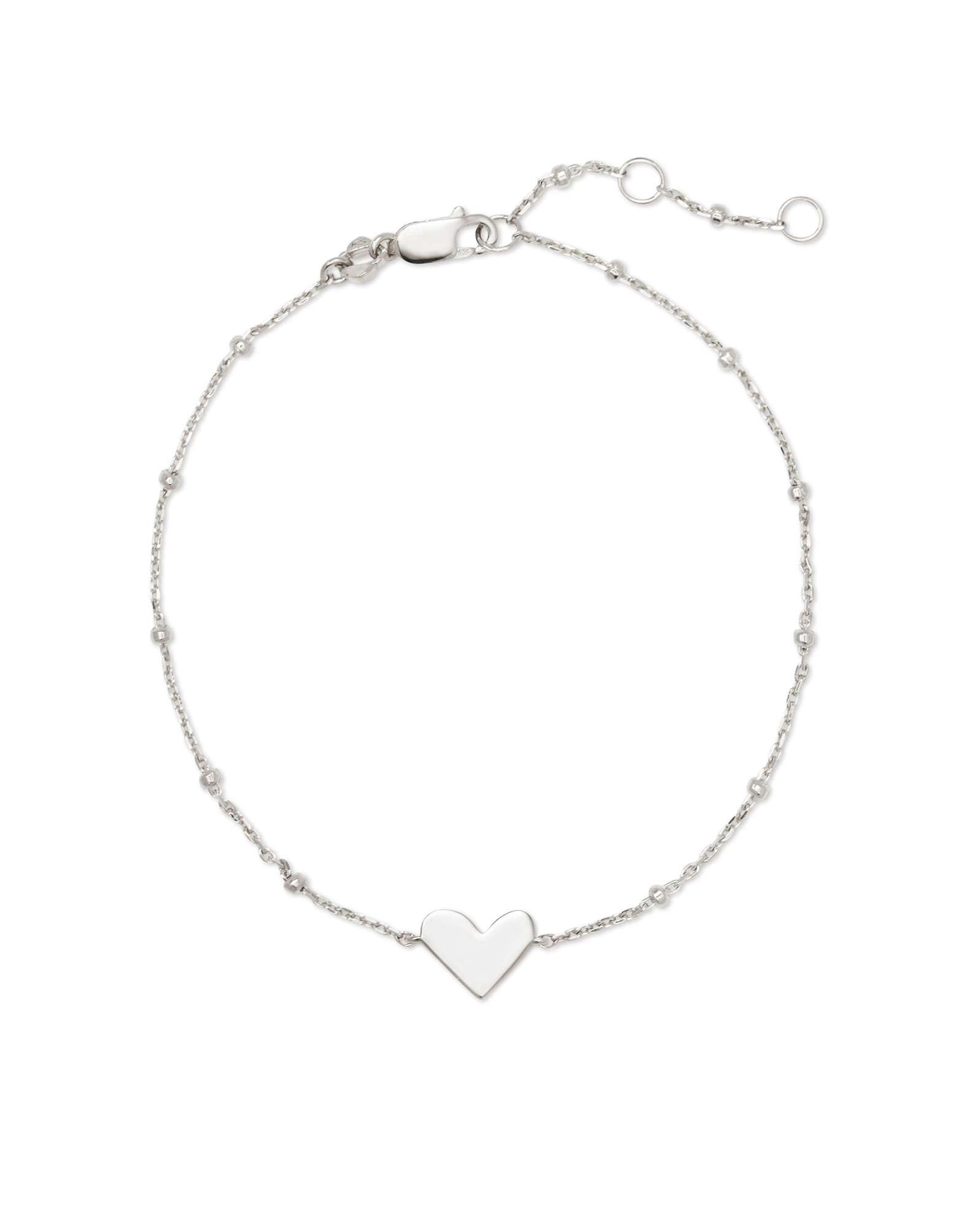 Ari Heart Delicate Chain Bracelet in Sterling Silver