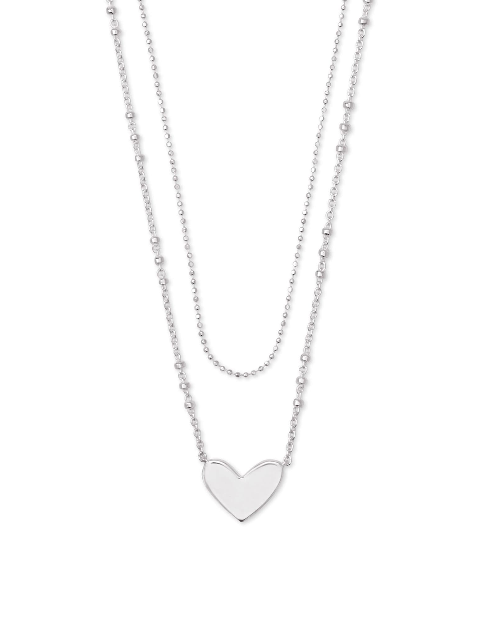 Ari Heart Multi Strand Necklace in Sterling Silver