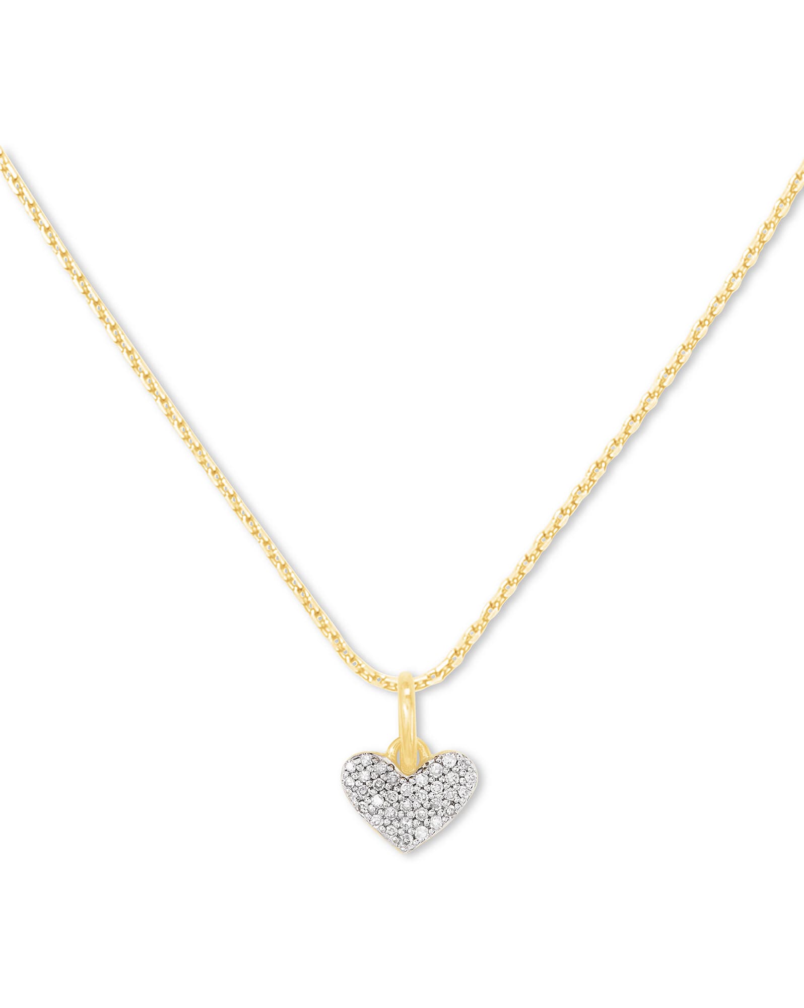 Ari Pave Heart 18k Yellow Gold Vermeil Charm Necklace in White Diamond