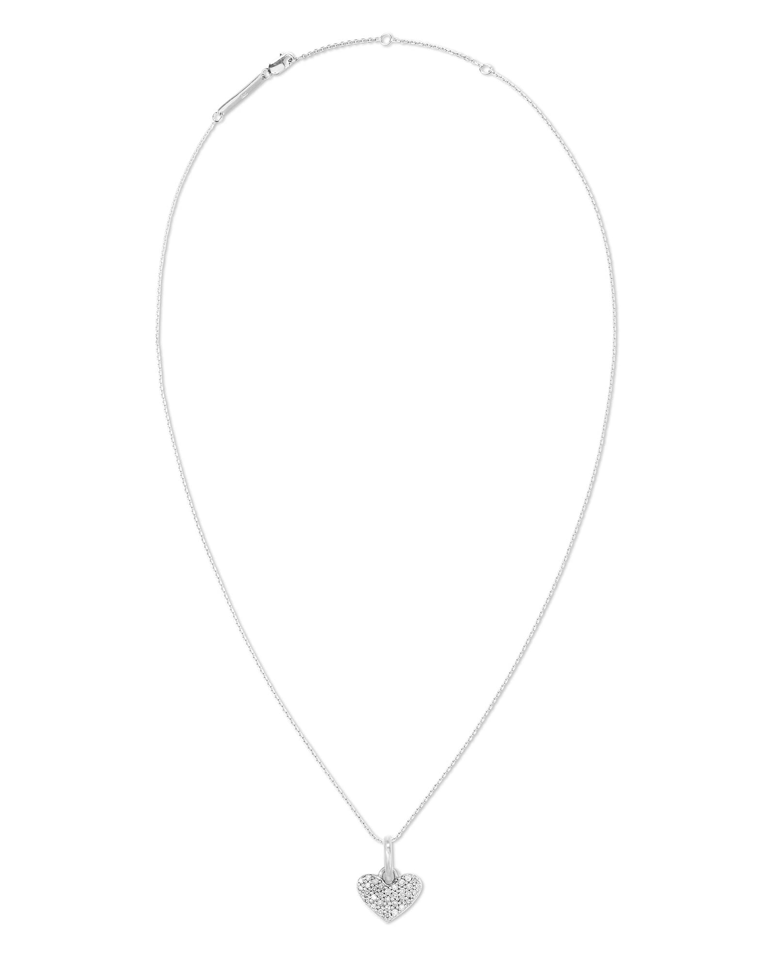 Ari Pave Heart Sterling Silver Charm Necklace in White Diamond