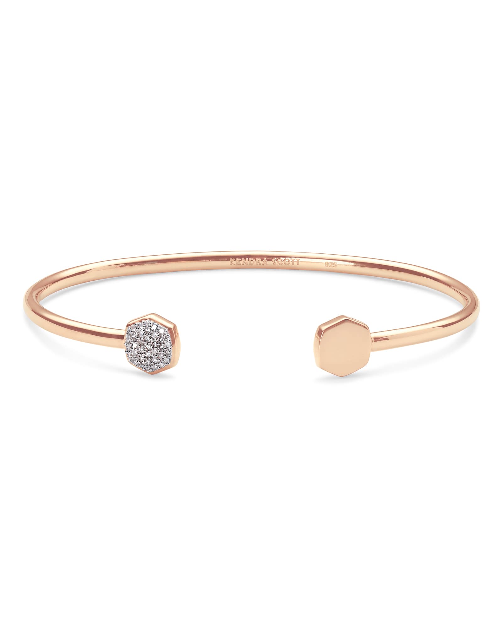Davis 18k Rose Gold Vermeil Cuff Bracelet in White Diamond