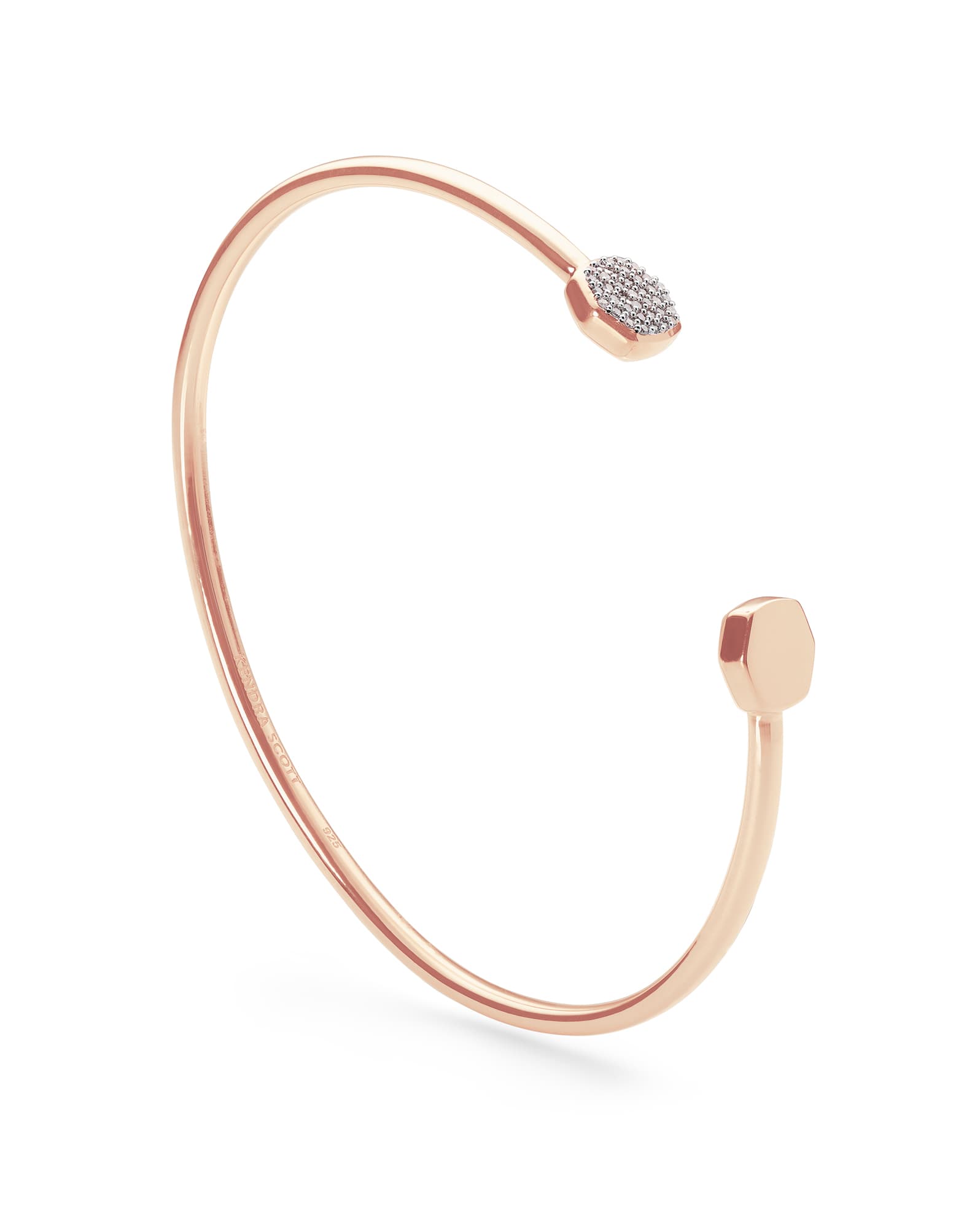 Davis 18k Rose Gold Vermeil Cuff Bracelet in White Diamond