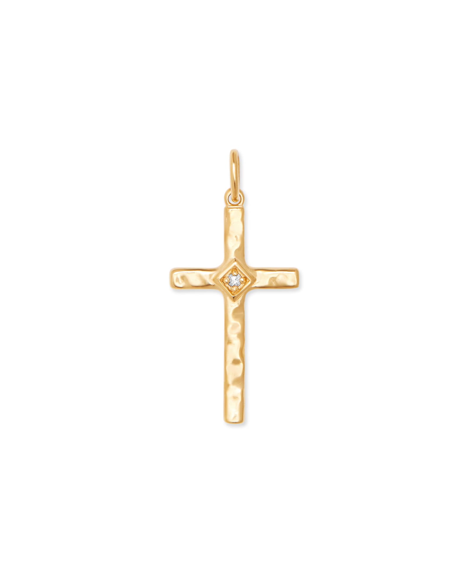 Accented Cross 18k Gold Vermeil Charm in White Sapphire