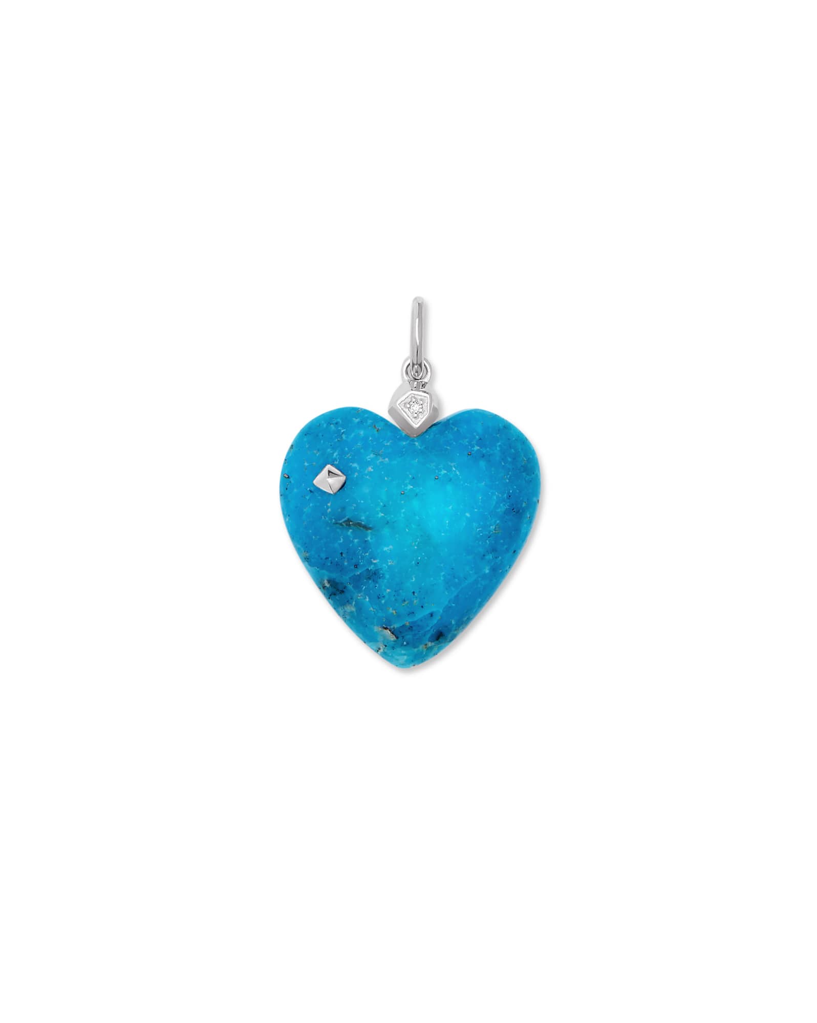 Angie Genuine Turquoise Carved Heart Charm in Sterling Silver