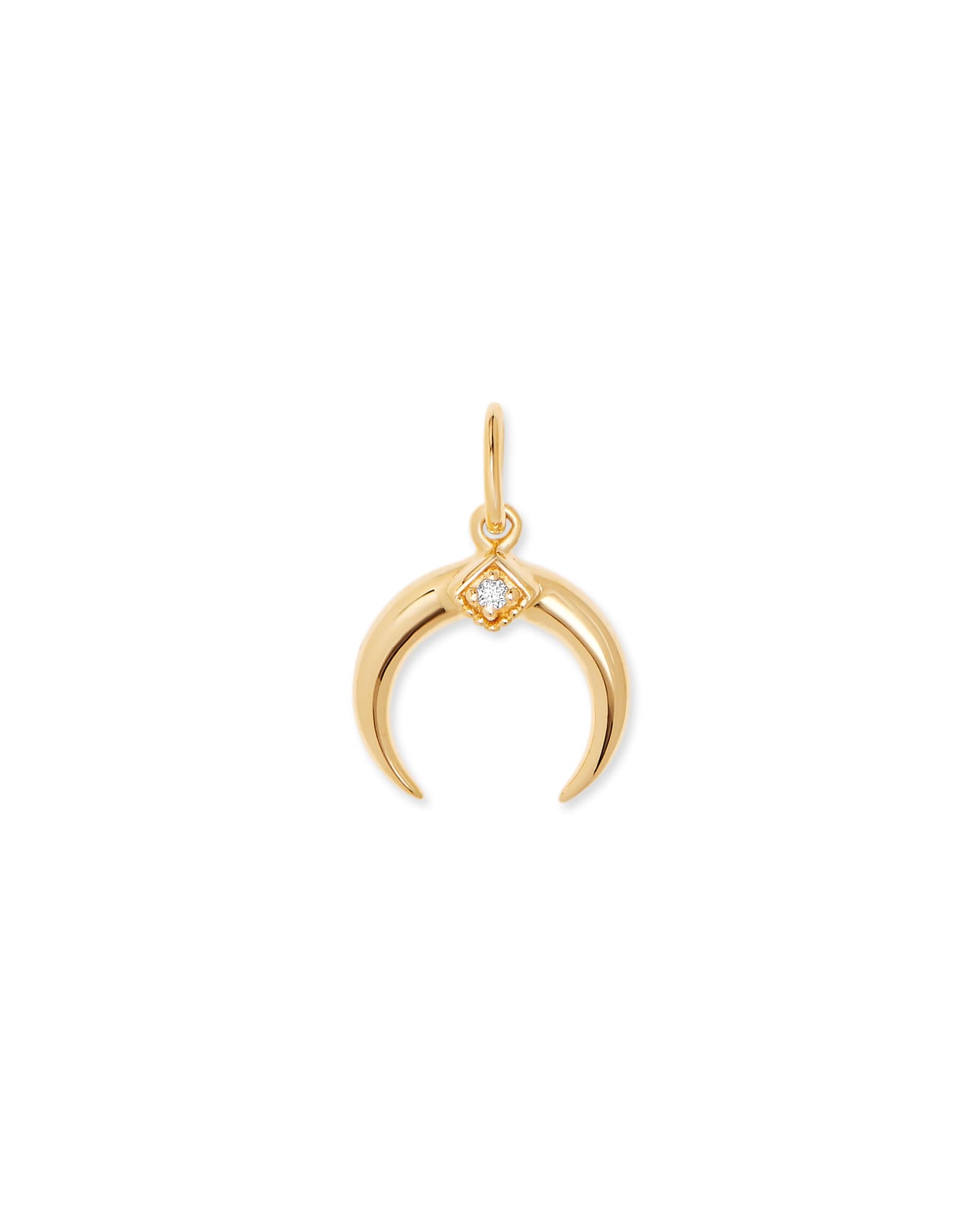 Crescent Horn 18k Gold Vermeil Charm in White Diamond