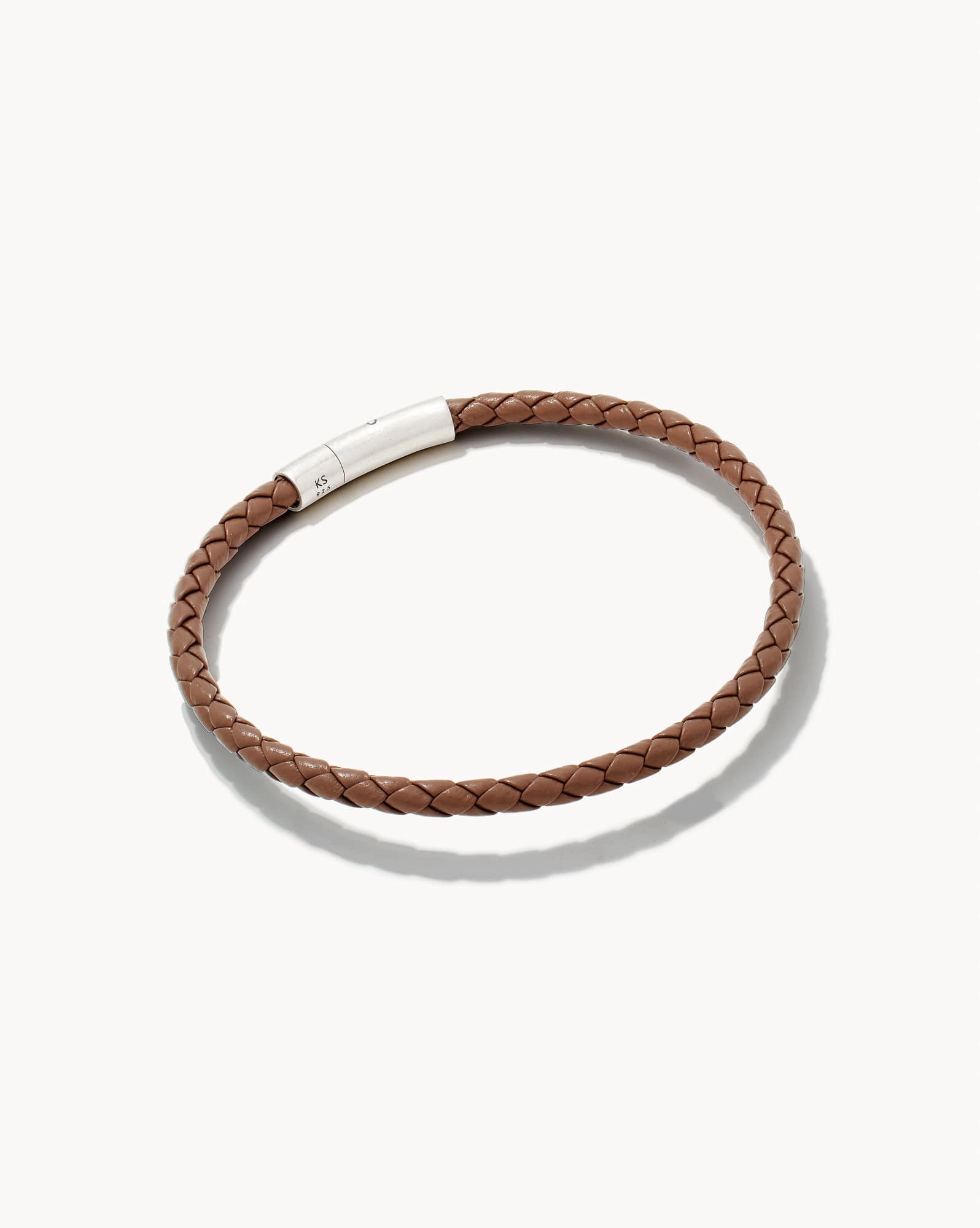 Evans Oxidized Sterling Silver Corded Bracelet in Taupe Leather