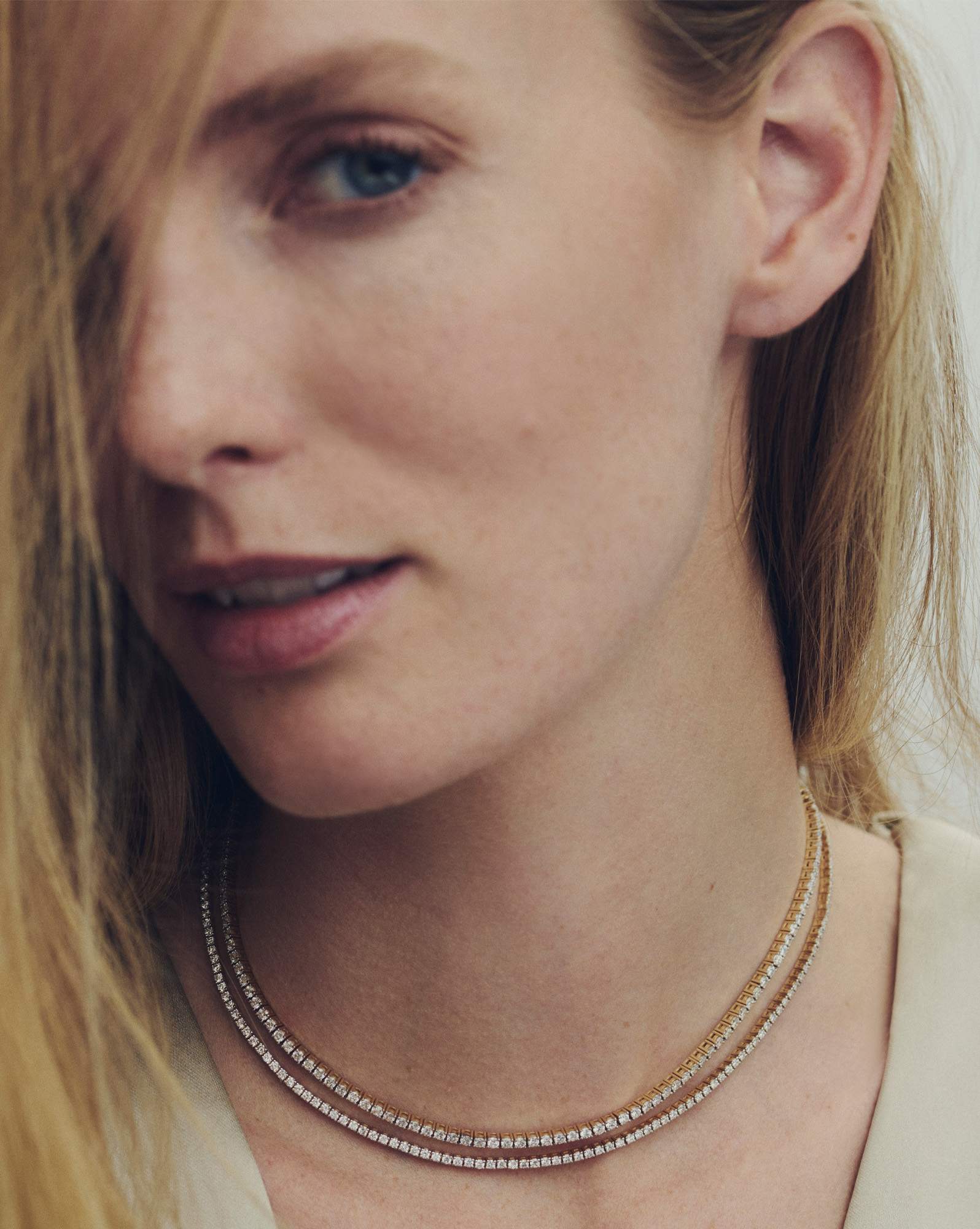 4.73 ct Lab Grown White Diamond Tennis Necklace in 14k Yellow Gold